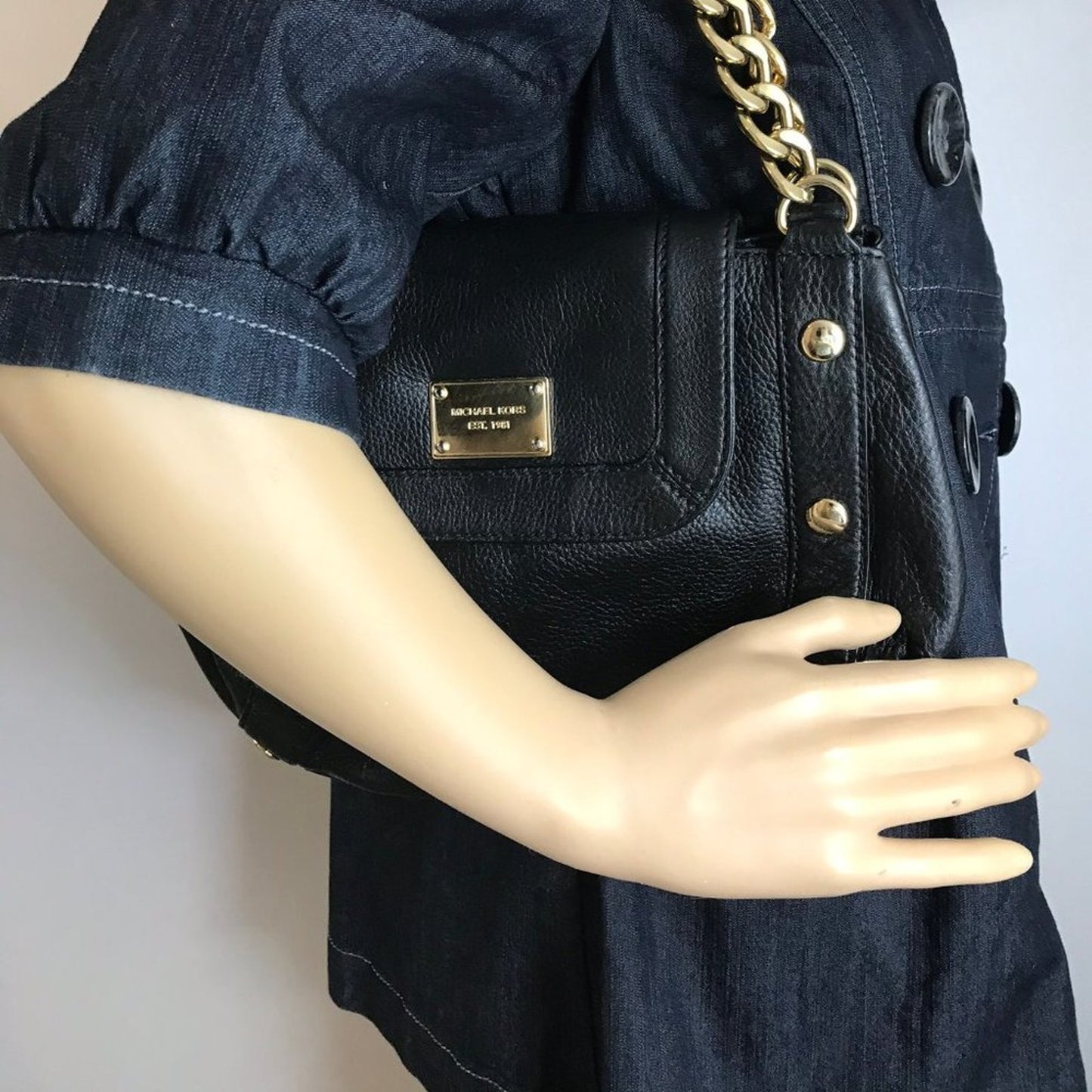 Michael Kors Black Large PU Leather Tote Bag