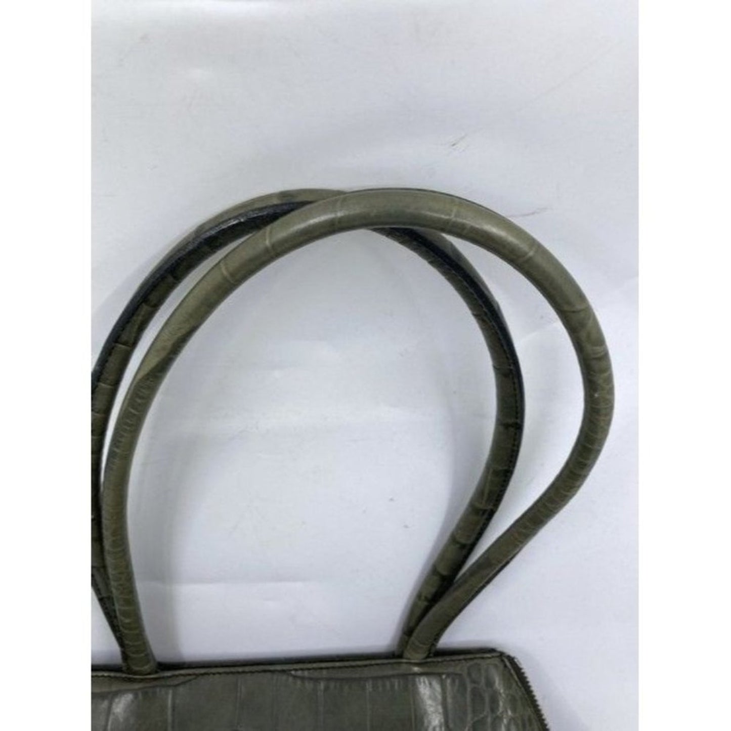 Furla Croco Embossed Bowler Green Leather Shoulder Bag