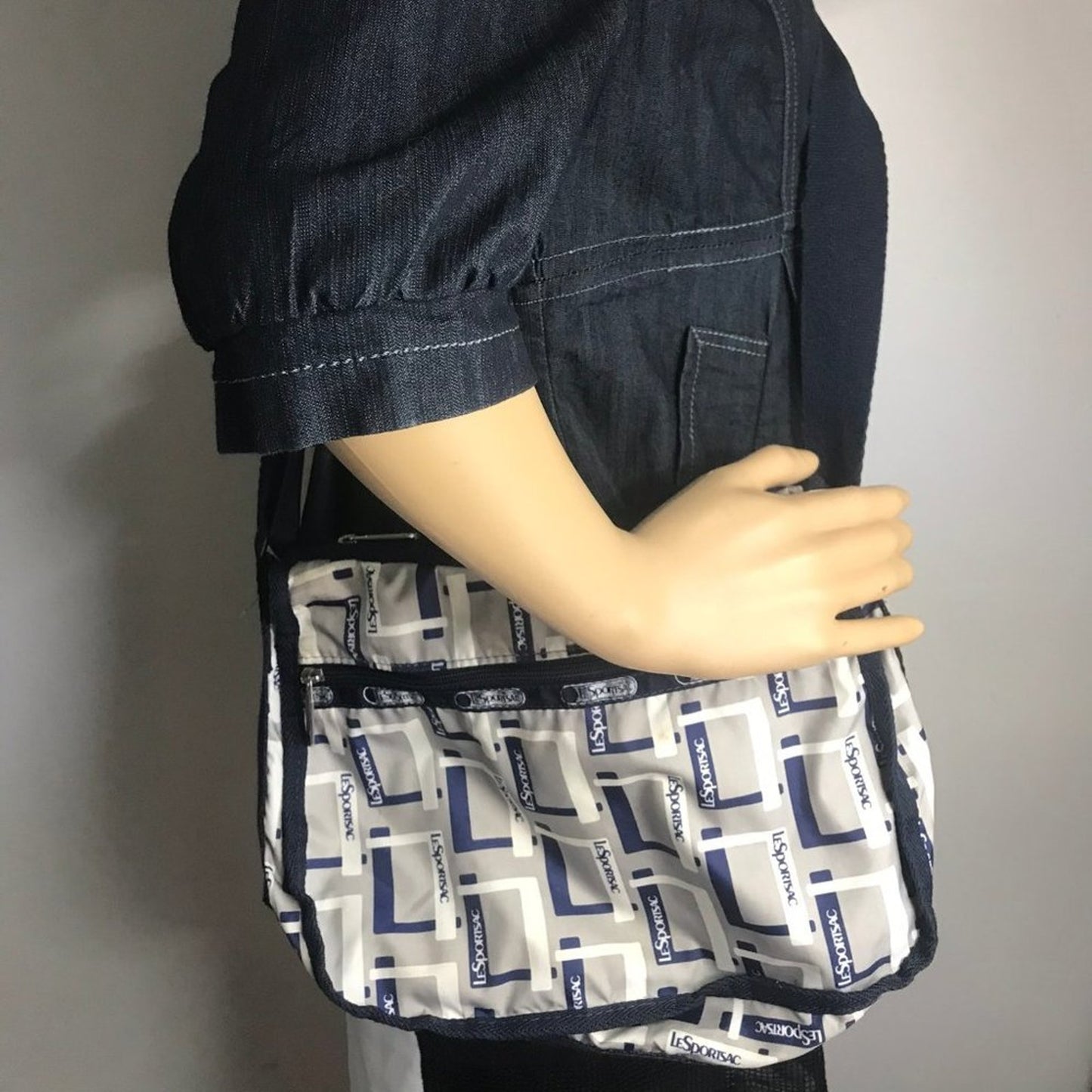LeSportsac Medium Size Gray Black Crossbody Bag