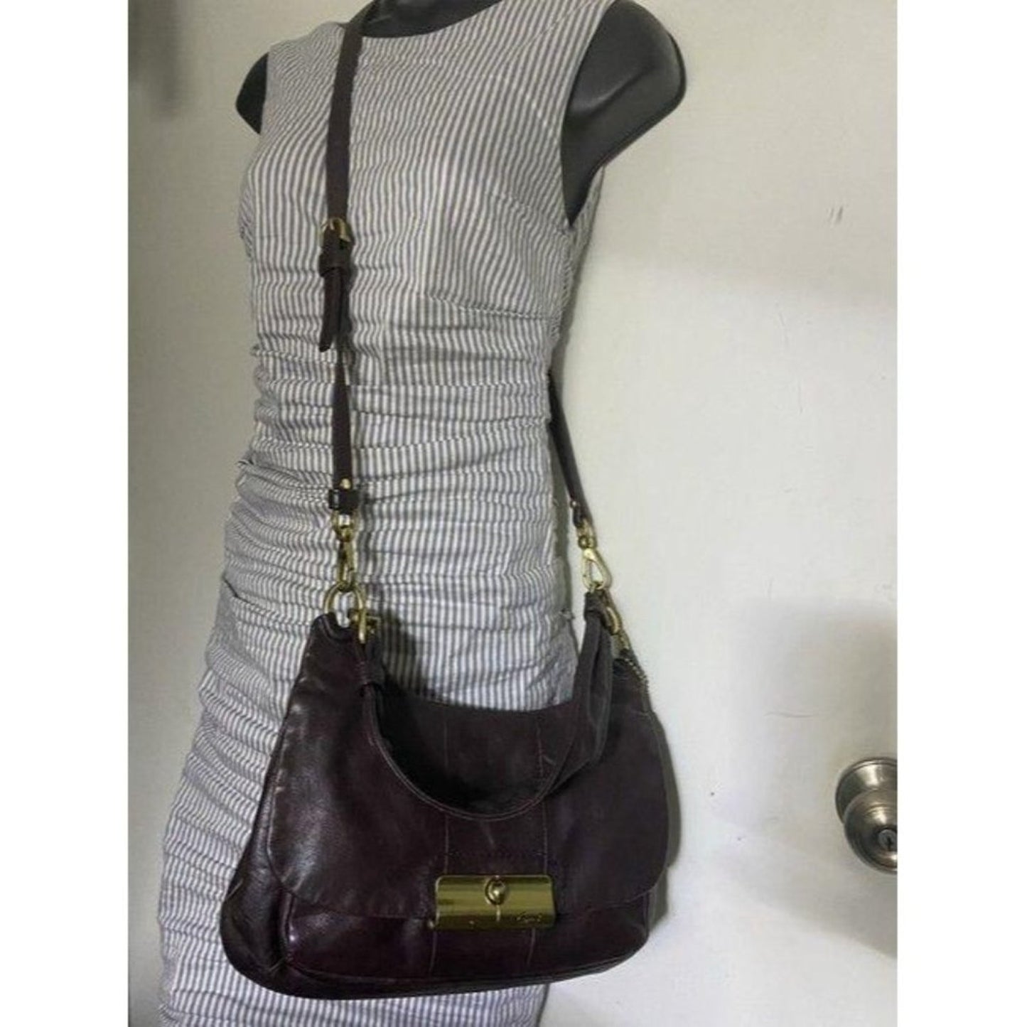 coach vintage rare brown leather cross body bag