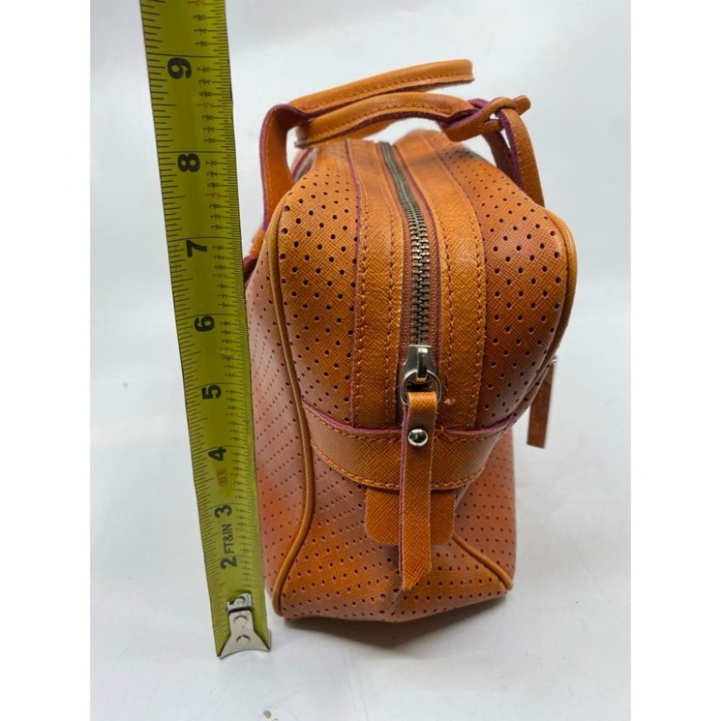 Innue Orange Leather Tote Bag