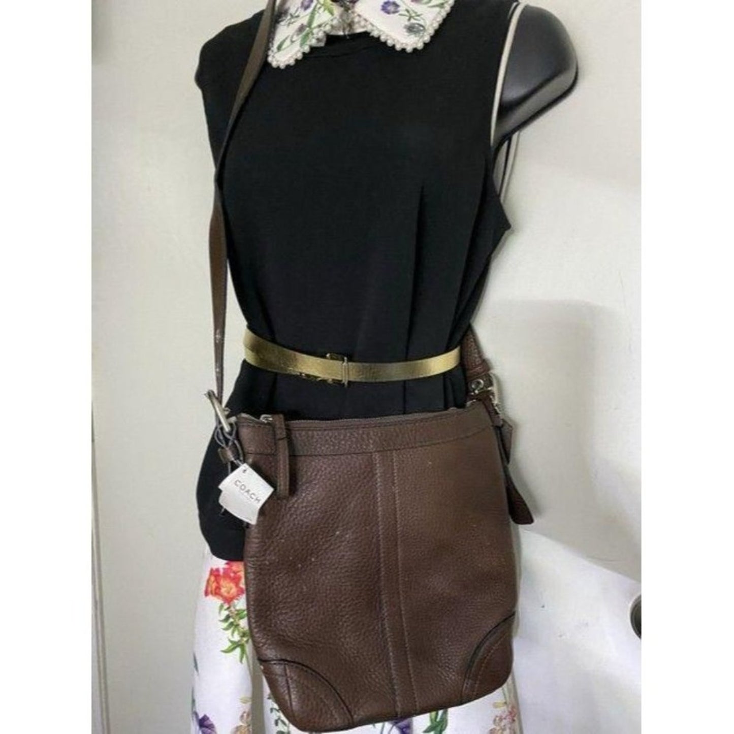 coach shoulder brown leather cross body bag