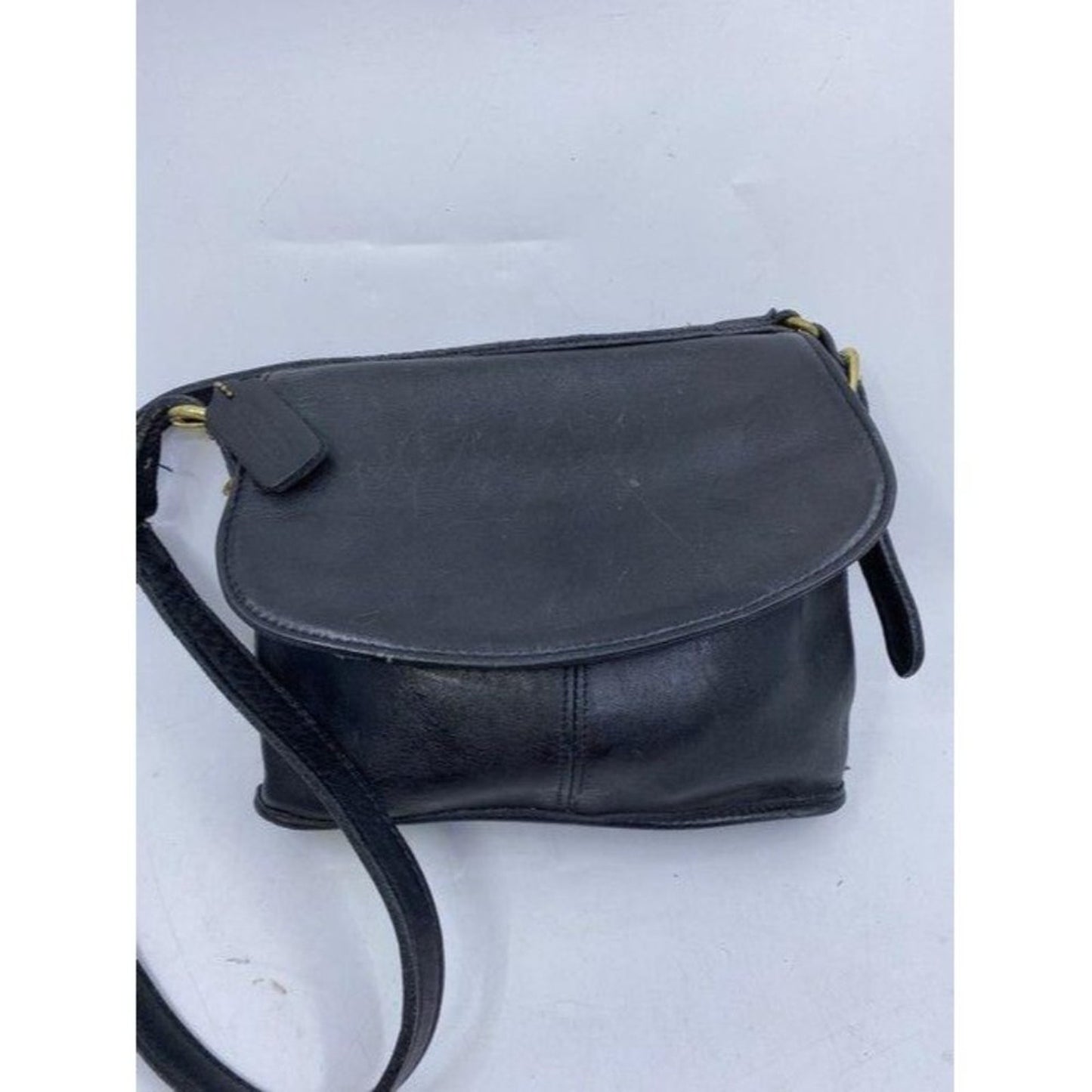 coach vintage black leather cross body bag