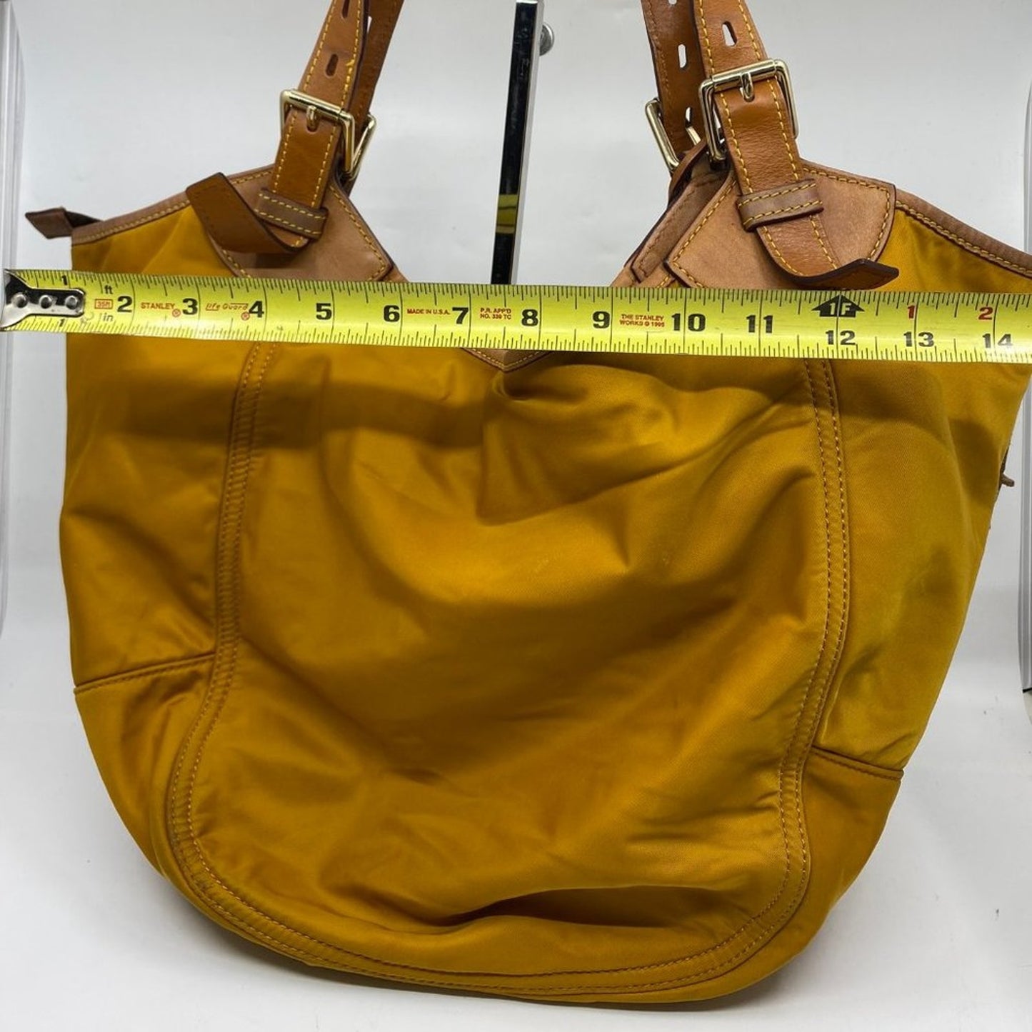Dooney & Bourke XL Yellow Brown Nylon Shoulder Bag