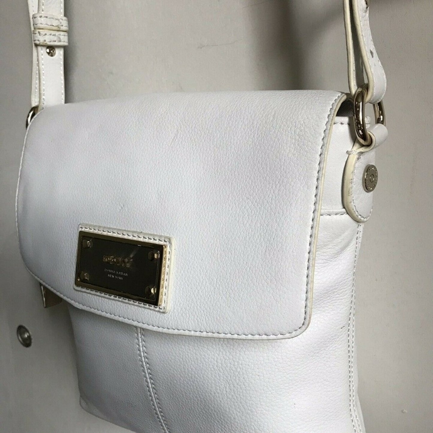 DKNY Small White Leather Crossbody Bag