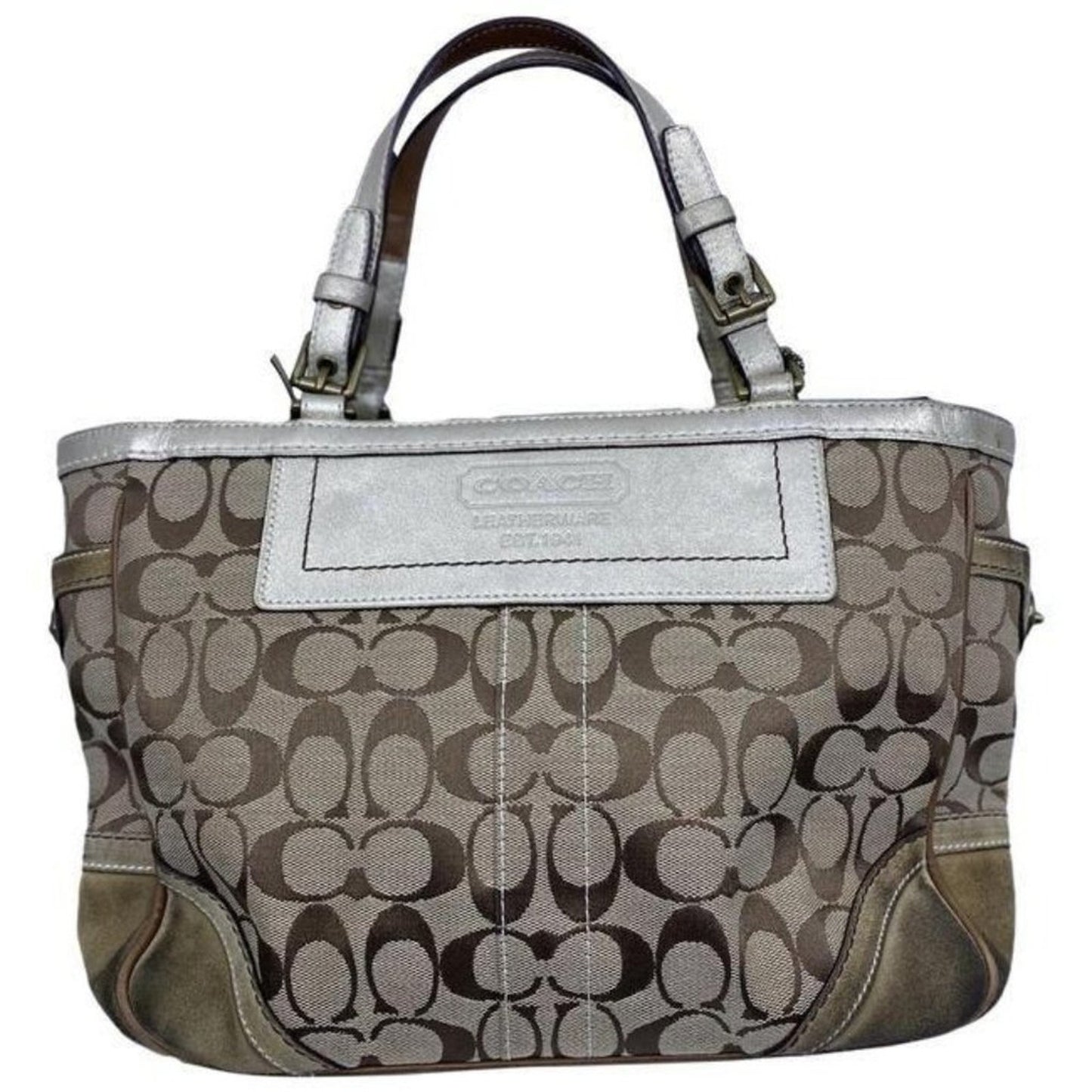 Coach Shoulder Bag Medium Msrp Beige Brown Jacquar