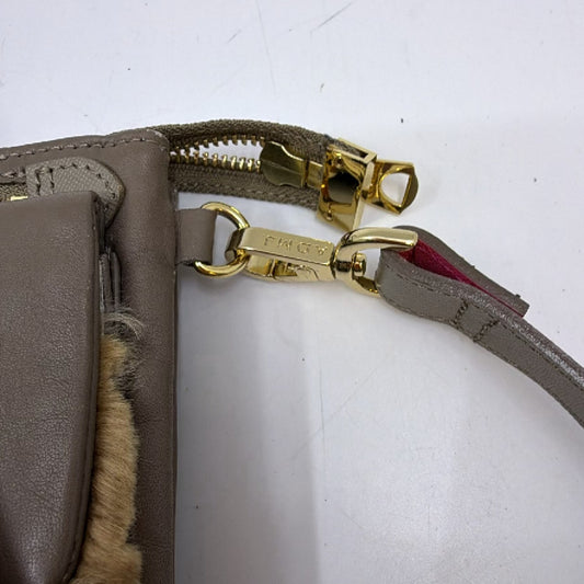 ADMJ Patchwork Brown Fur Leather Crossbody Bag