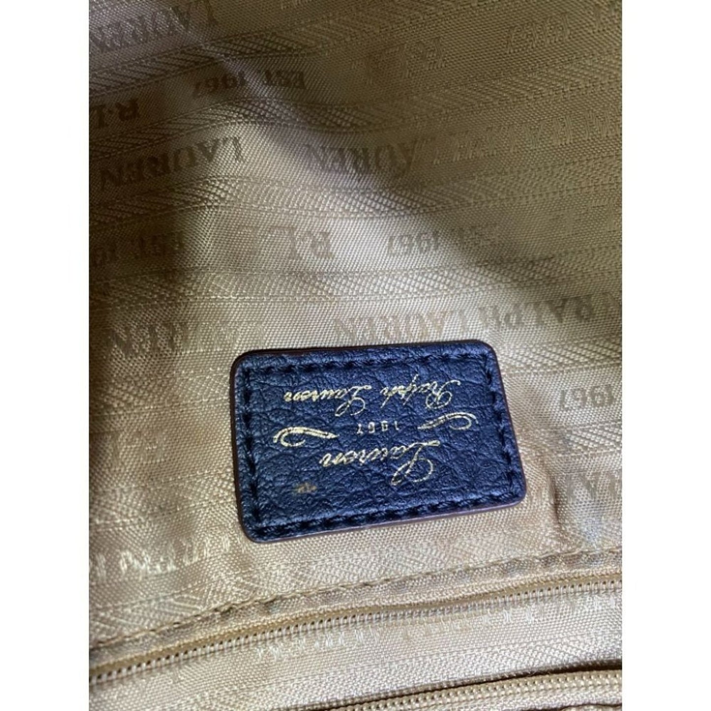 Ralph Lauren Black Brown Faux Leather Shoulder Bag