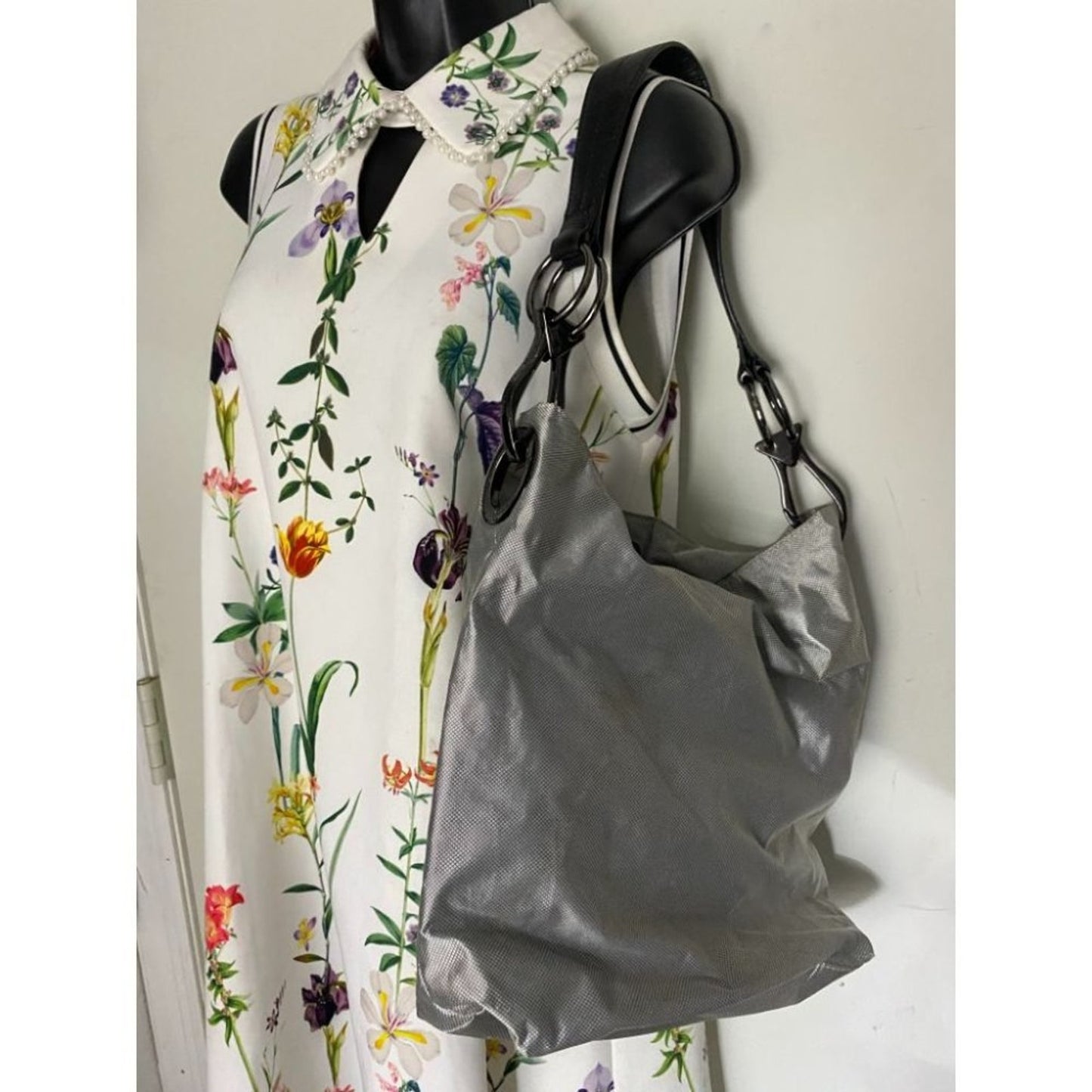 IPK Paris 75 Gray Nylon Hand Bag/Shoulder