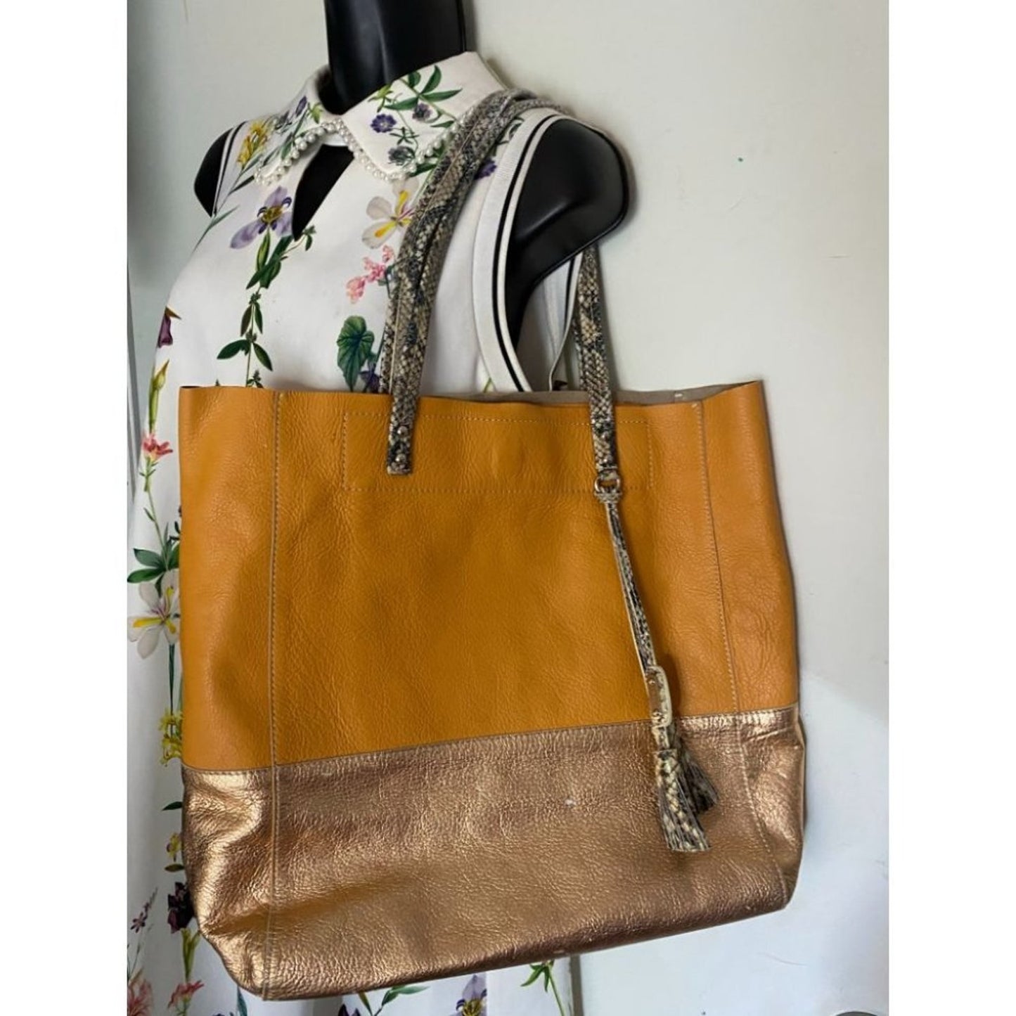 Rafe Women's Orange Gold Leather Handbag
