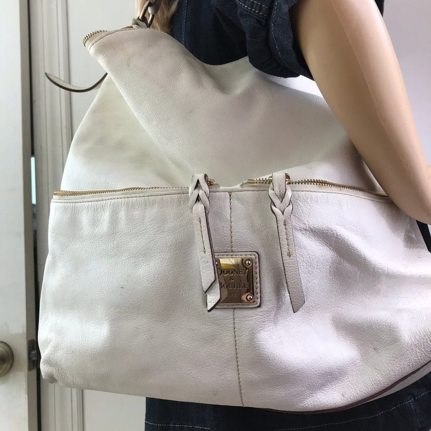 Dooney & Bourke White Large Leather Shoulder Bag