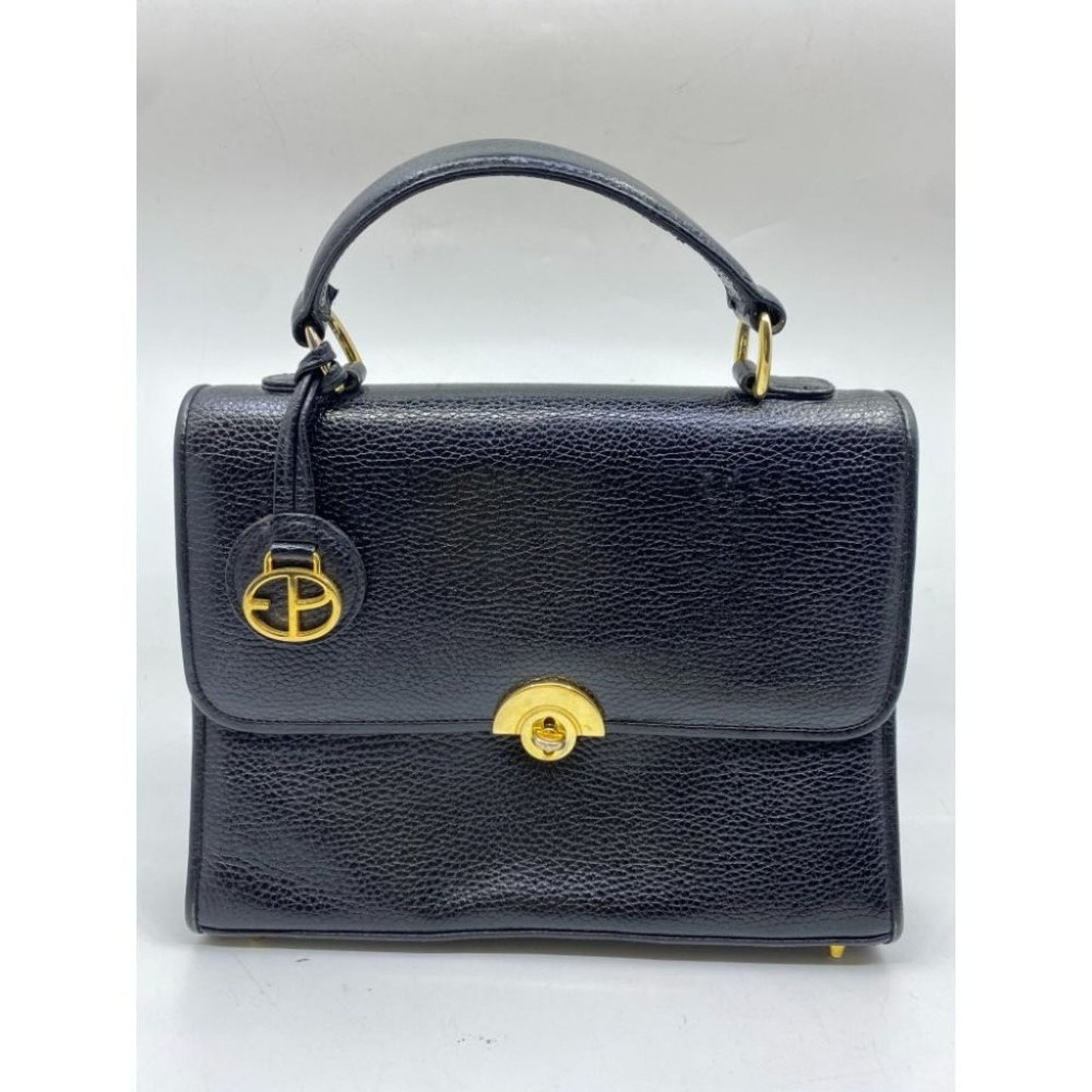 Evan Picone Black Vintage Leather Handbag