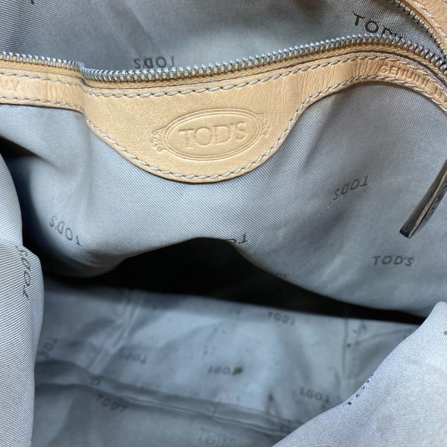 TOD’S Large Laminated Fabric Tote Bag W/ Strap