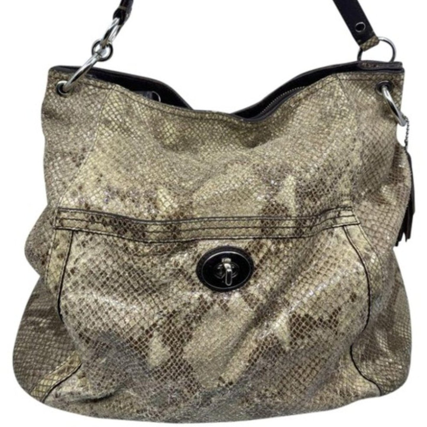 COACH Animal Embossed Leather Tan Shoulder Bag