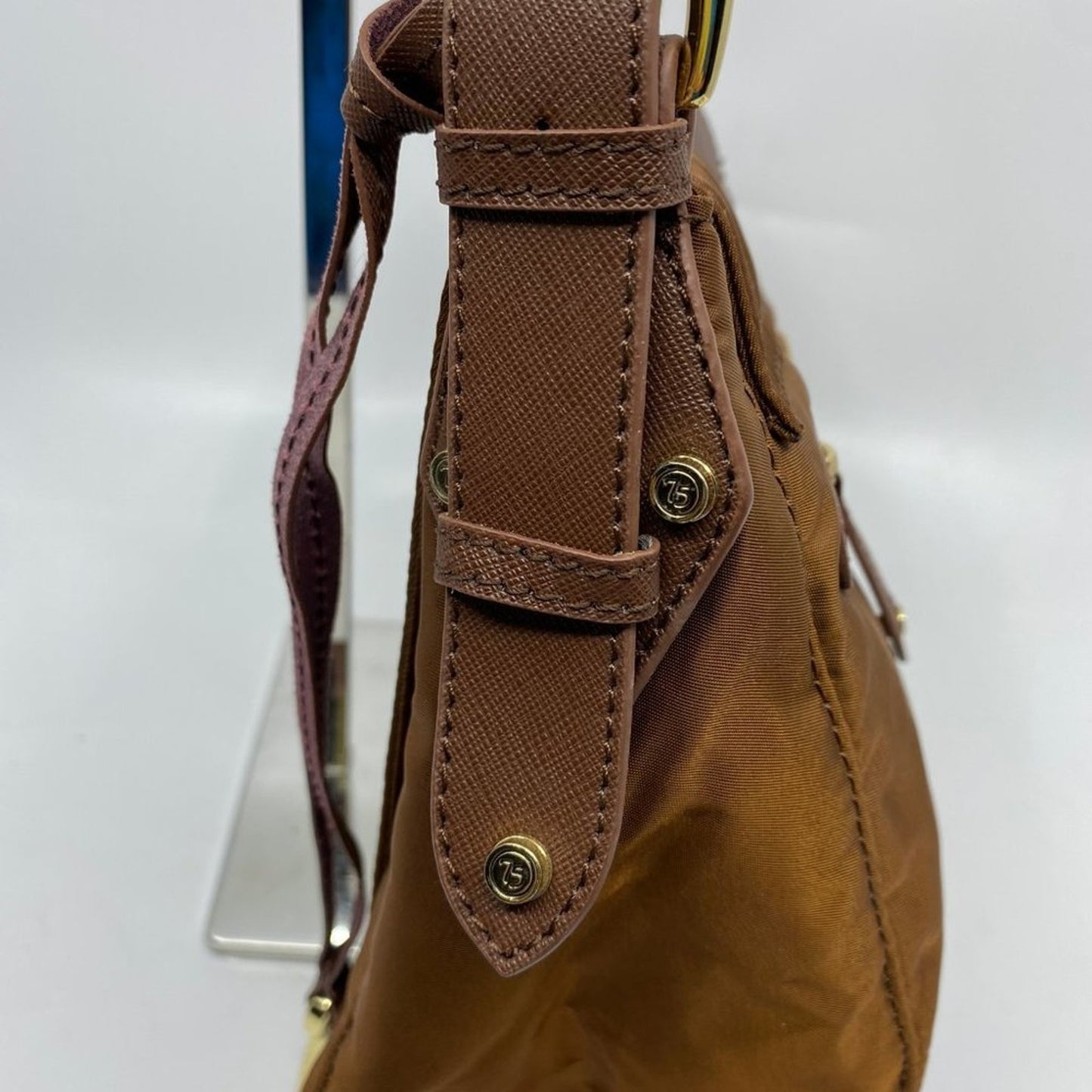 JPK Paris Brown Nylon Shoulder Bag