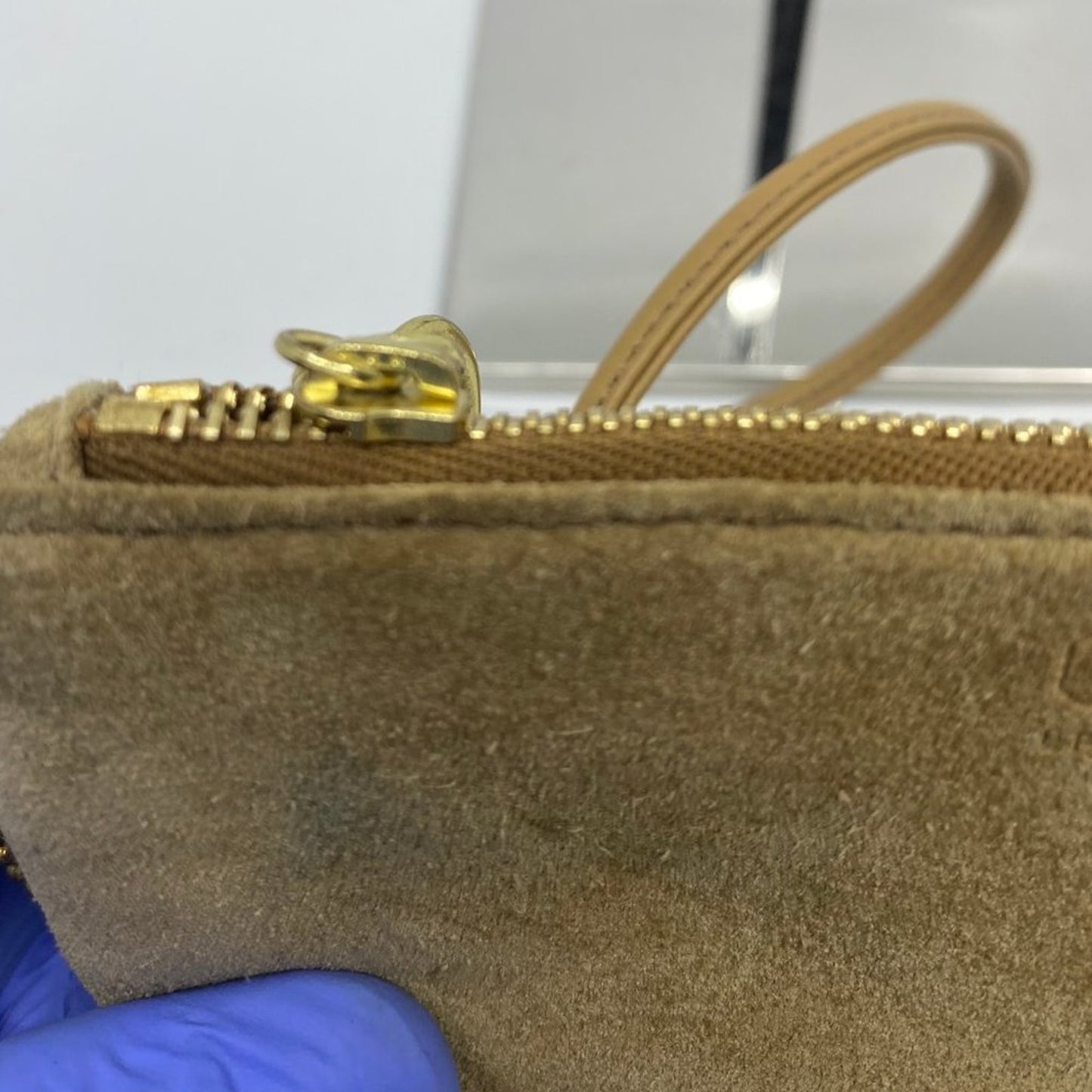 COACH Tan Velvet Fabric Wristlet