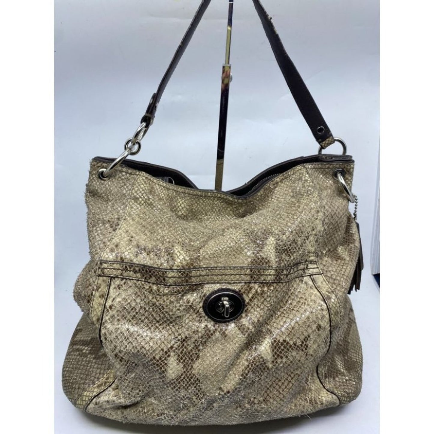 COACH Animal Embossed Leather Tan Shoulder Bag