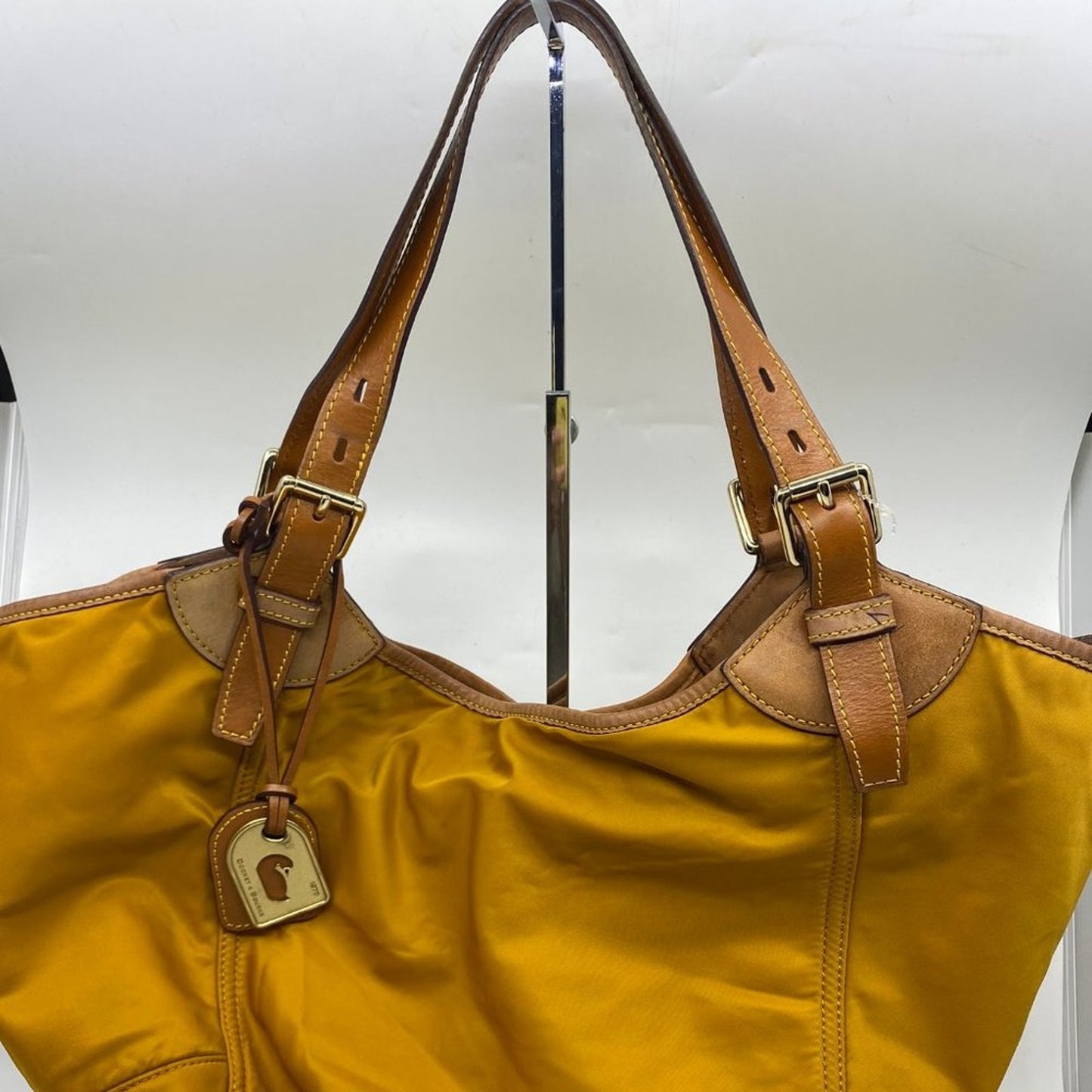Dooney & Bourke XL Yellow Brown Nylon Shoulder Bag