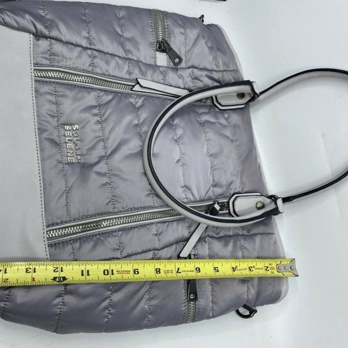 SOL & SELENE Quilted Gray Fabric Cross Body Bag