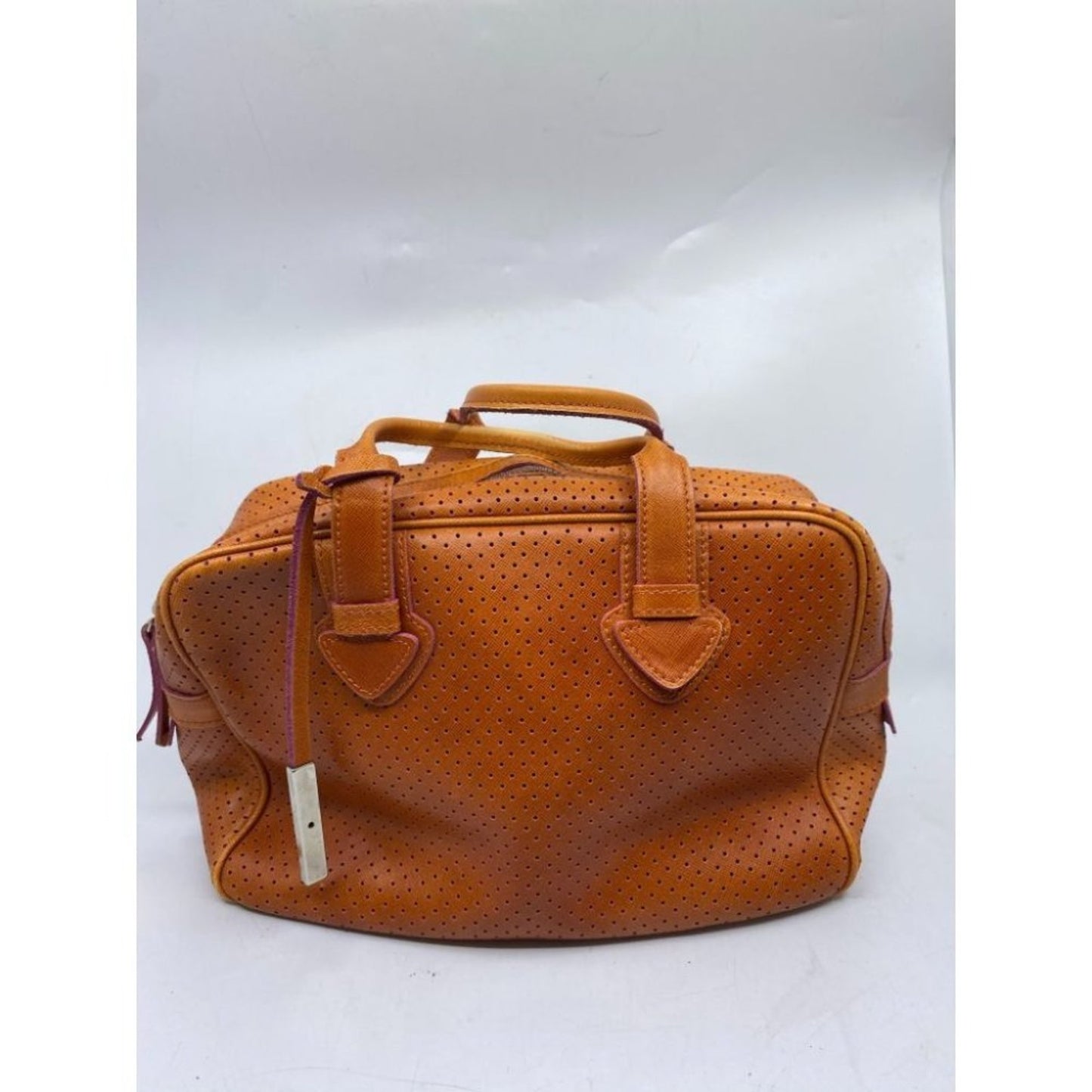 Innue Orange Leather Tote Bag