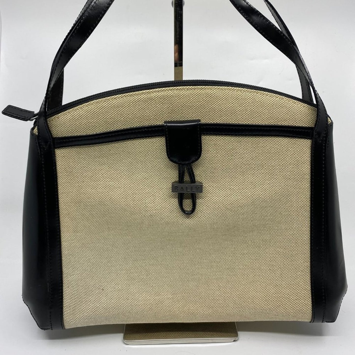 BALLY Vintage/ Khaki Canvas And Lether Handbag