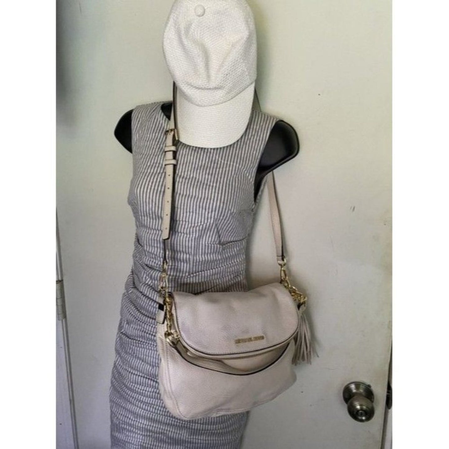 Michael Kors Tassel White Leather Cross Body Bag