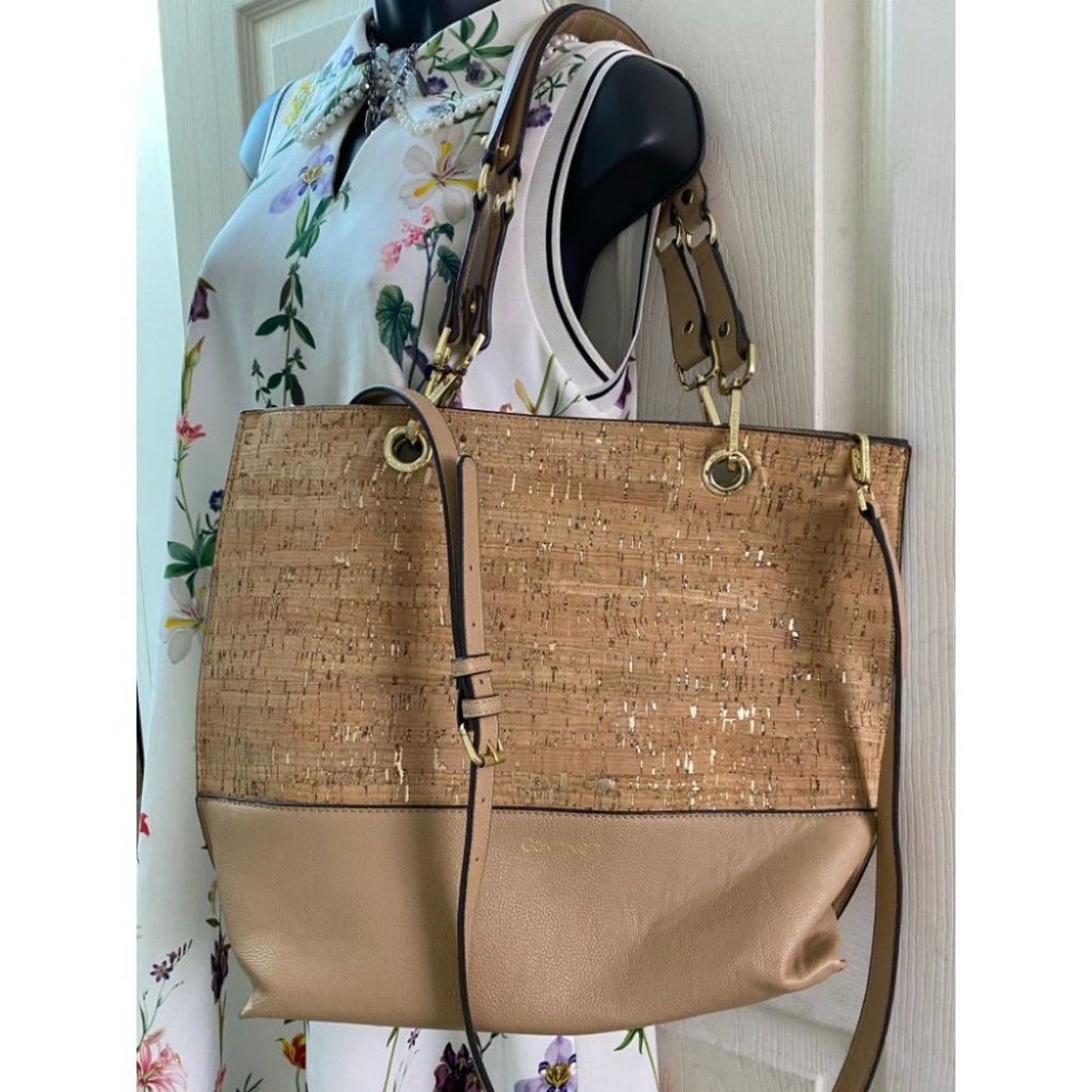 Calvin Klein Tan Large Tote Bag Crossbody Strap
