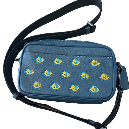 NWOT Coach Fish Print Leather Crossbody Bag