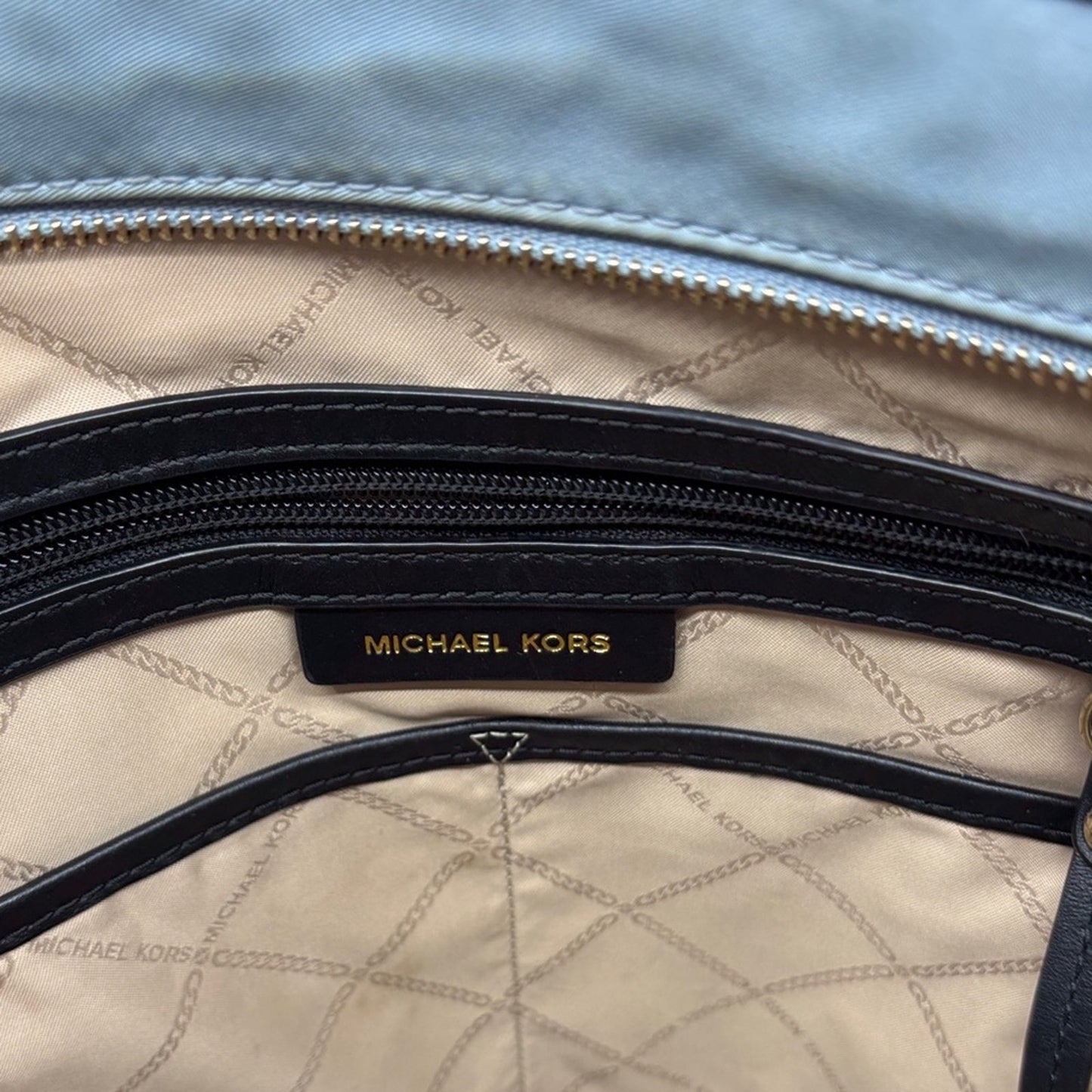 Michael Kors Light Blue and Black Studded Tote