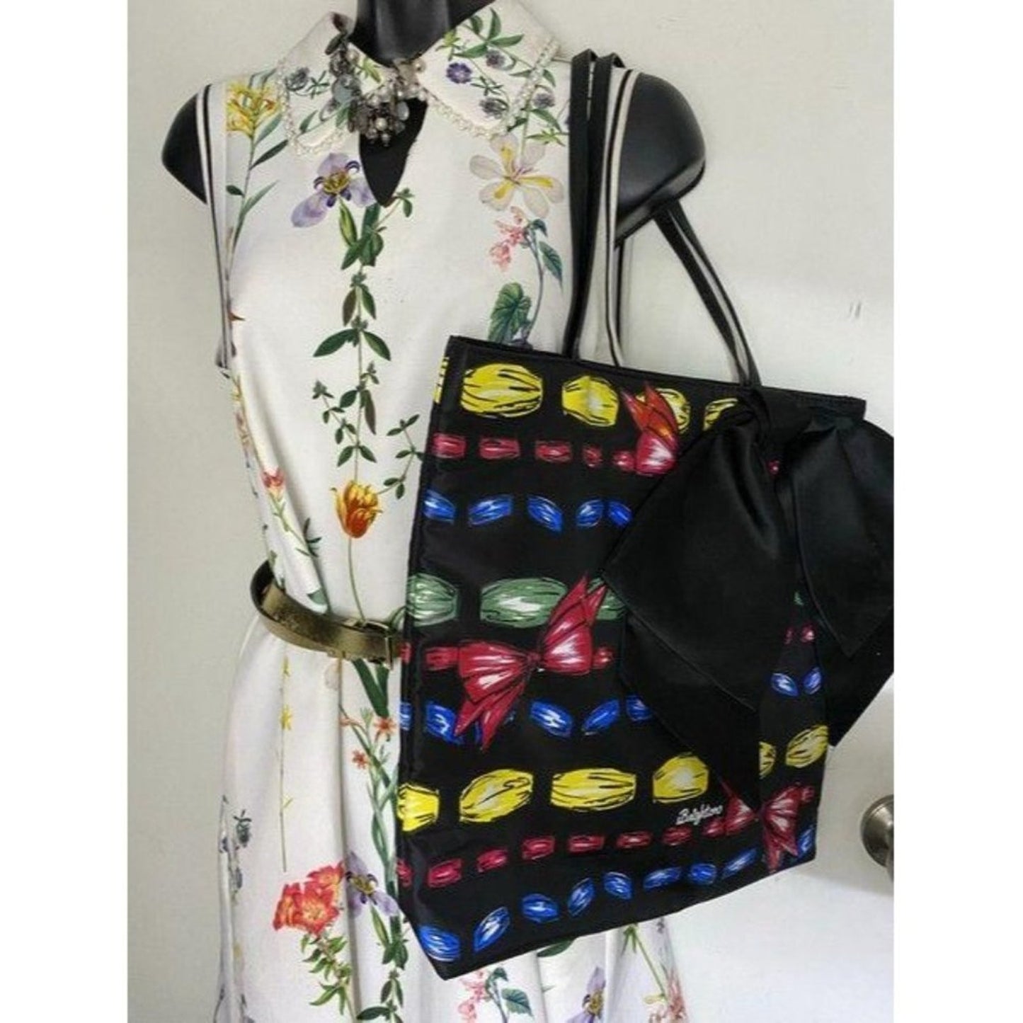 brighton bag black with multicolor nylon tote