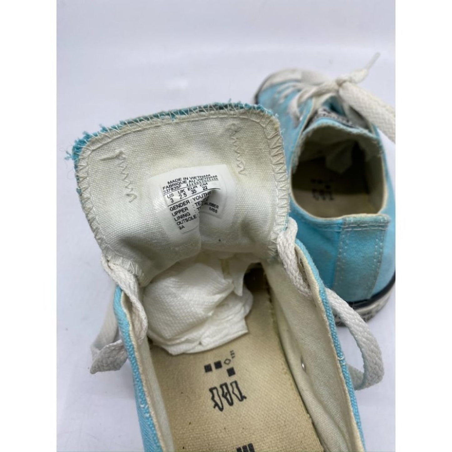 CONVERSE Sneakers Aqua Blue White Youth Size 3