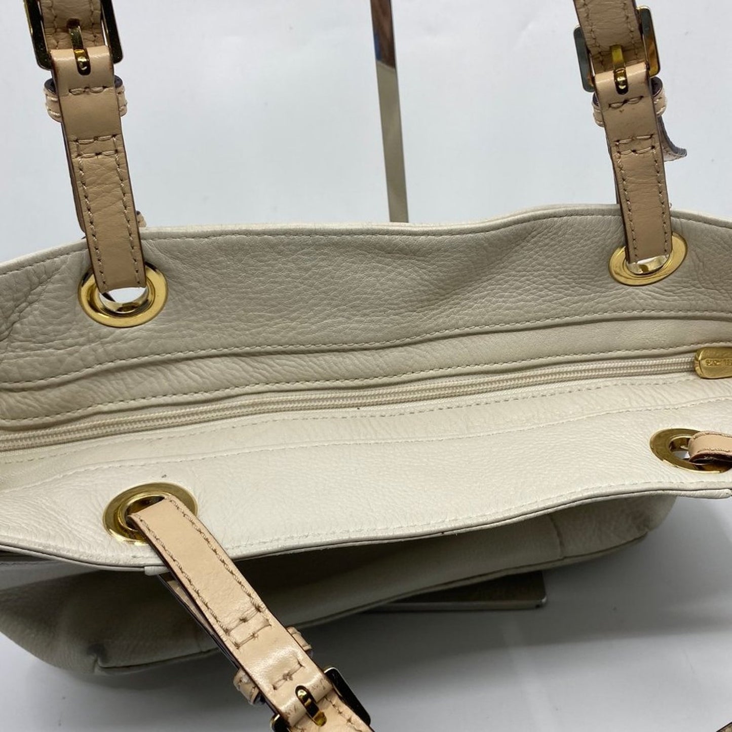 Michael Kors Large White Cream Leather Tote Bag