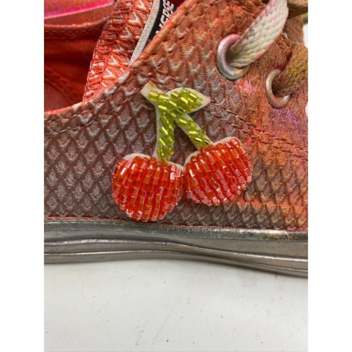 Converse Sneakers Customized Orange Silver Size 7