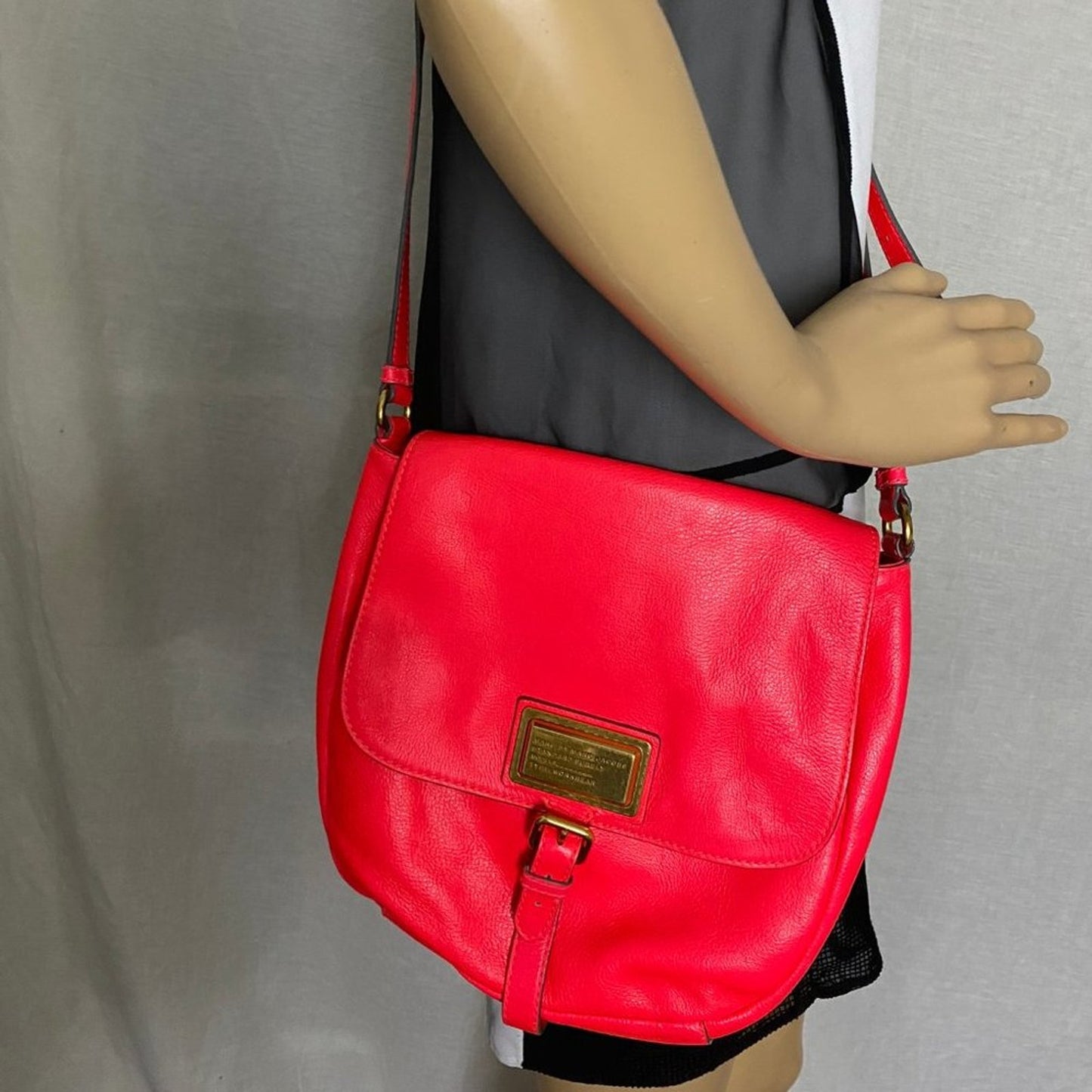 Marc Jacobs Orange Grain Leather Crossbody Bag