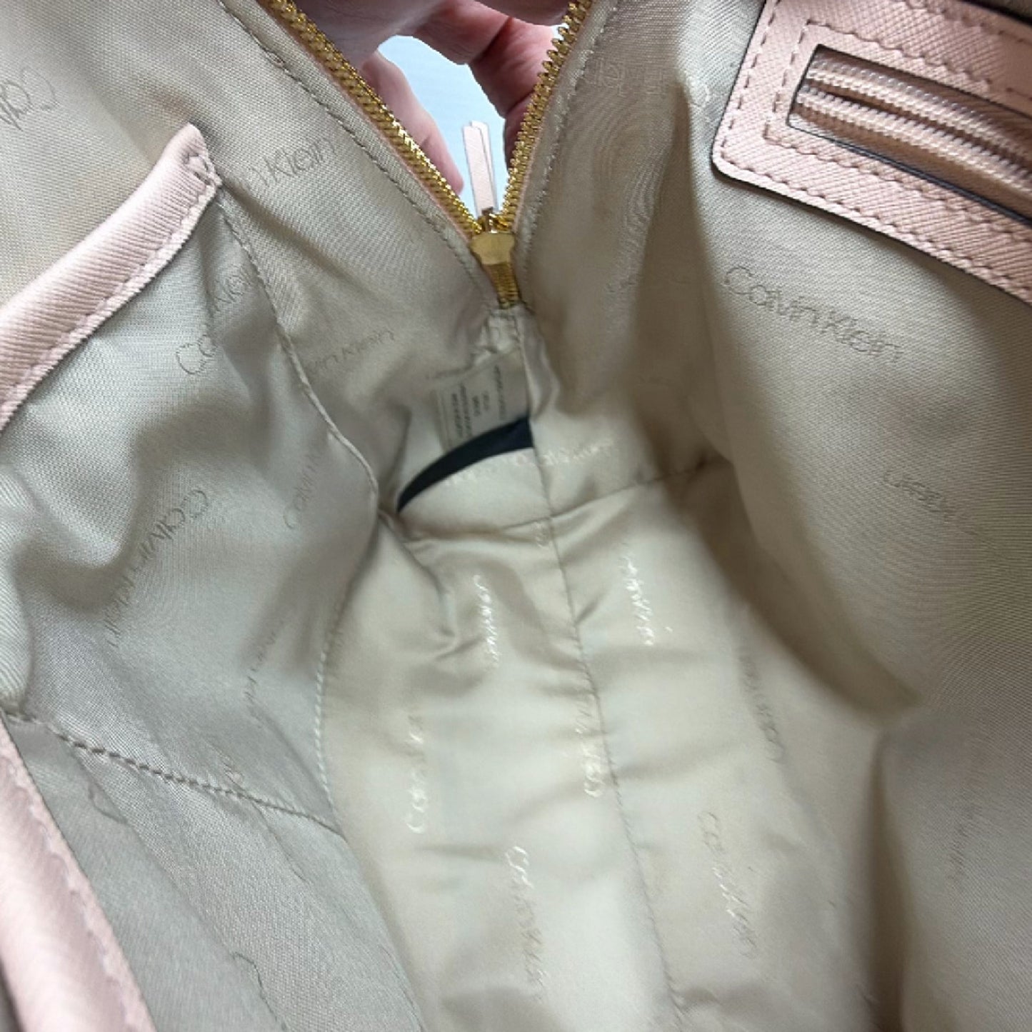 Calvin Klein Structured Satchel Pink Saffiano Handbag