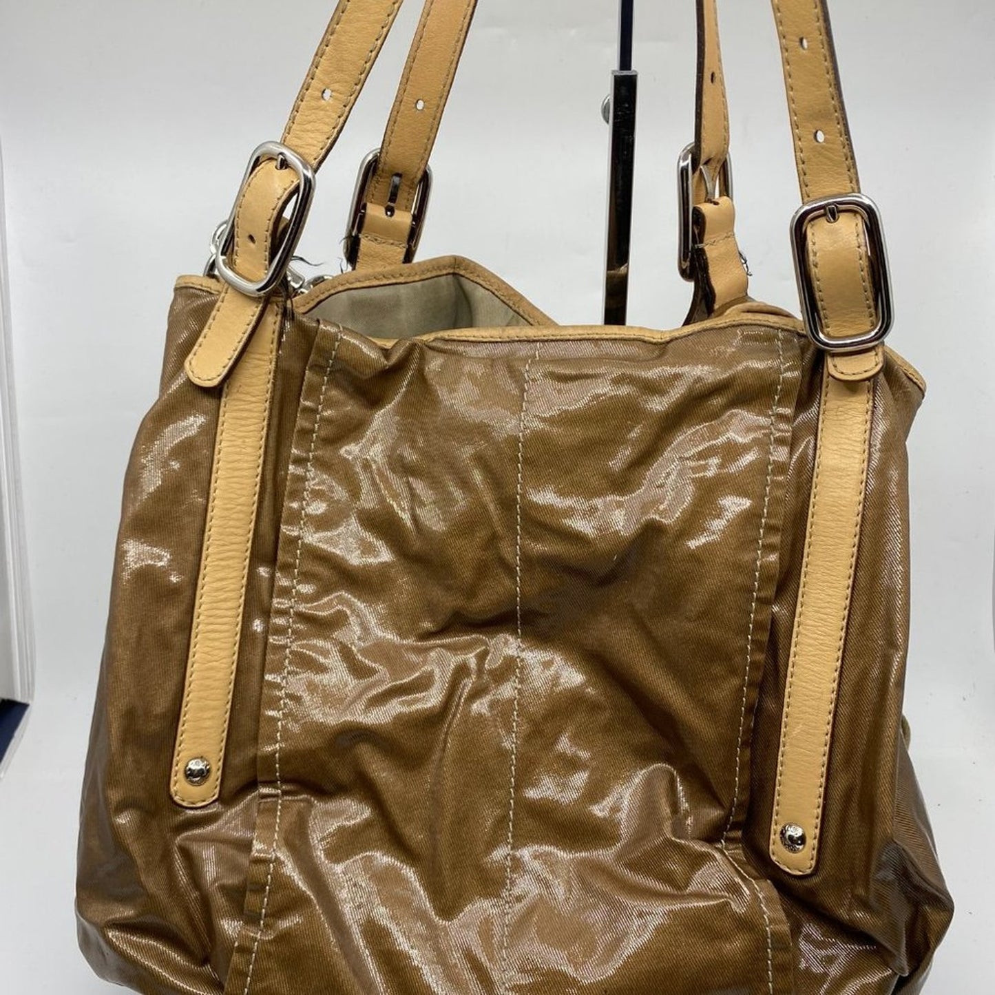 TOD’S Large Laminated Fabric Tote Bag W/ Strap