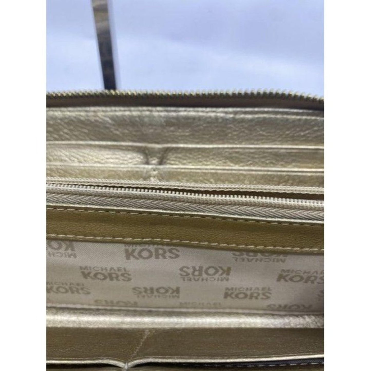 Michael Kors Gold Beige Mk Within Continental Wall