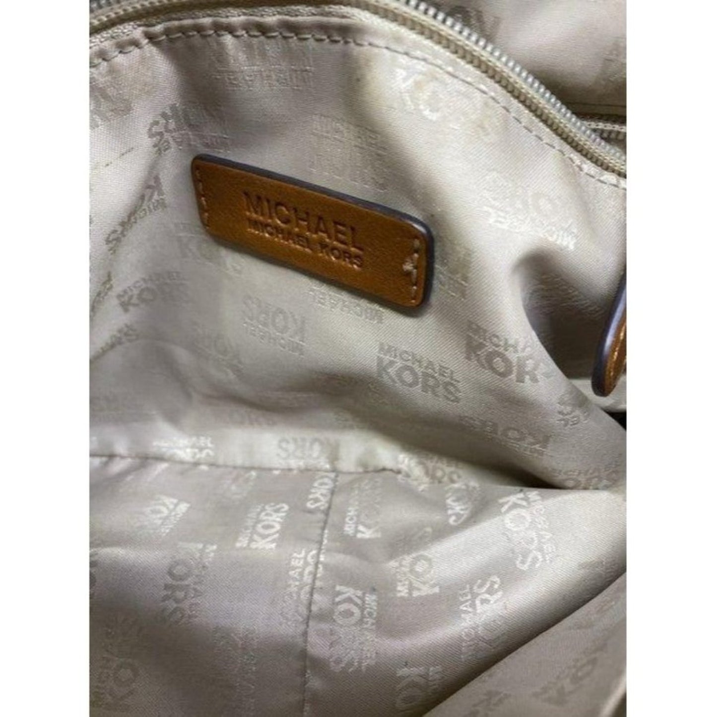 michael kors tan fabric hobo bag
