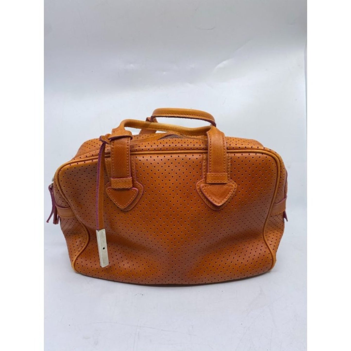 Innue Orange Leather Tote Bag