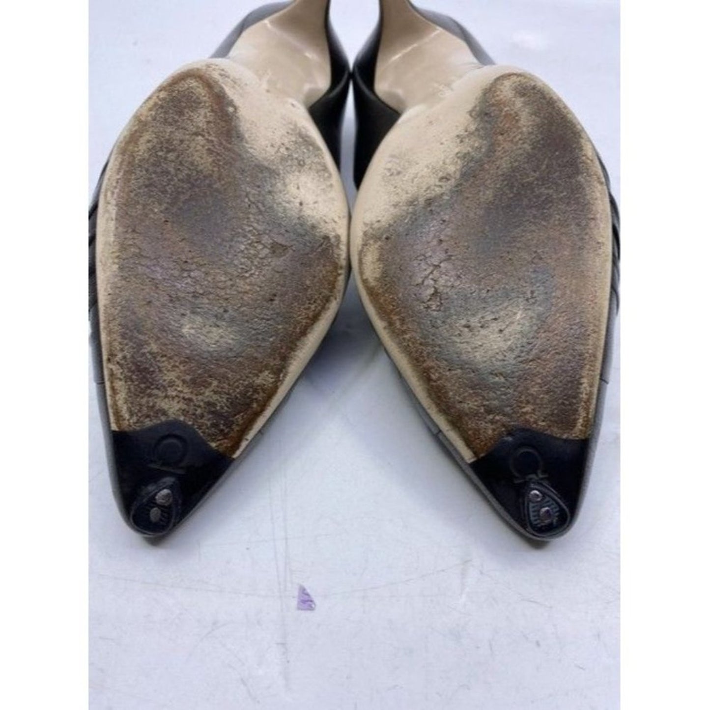 Salvatore Ferragamo Gun Metal Firsea Flat Bow Pumps Size Us