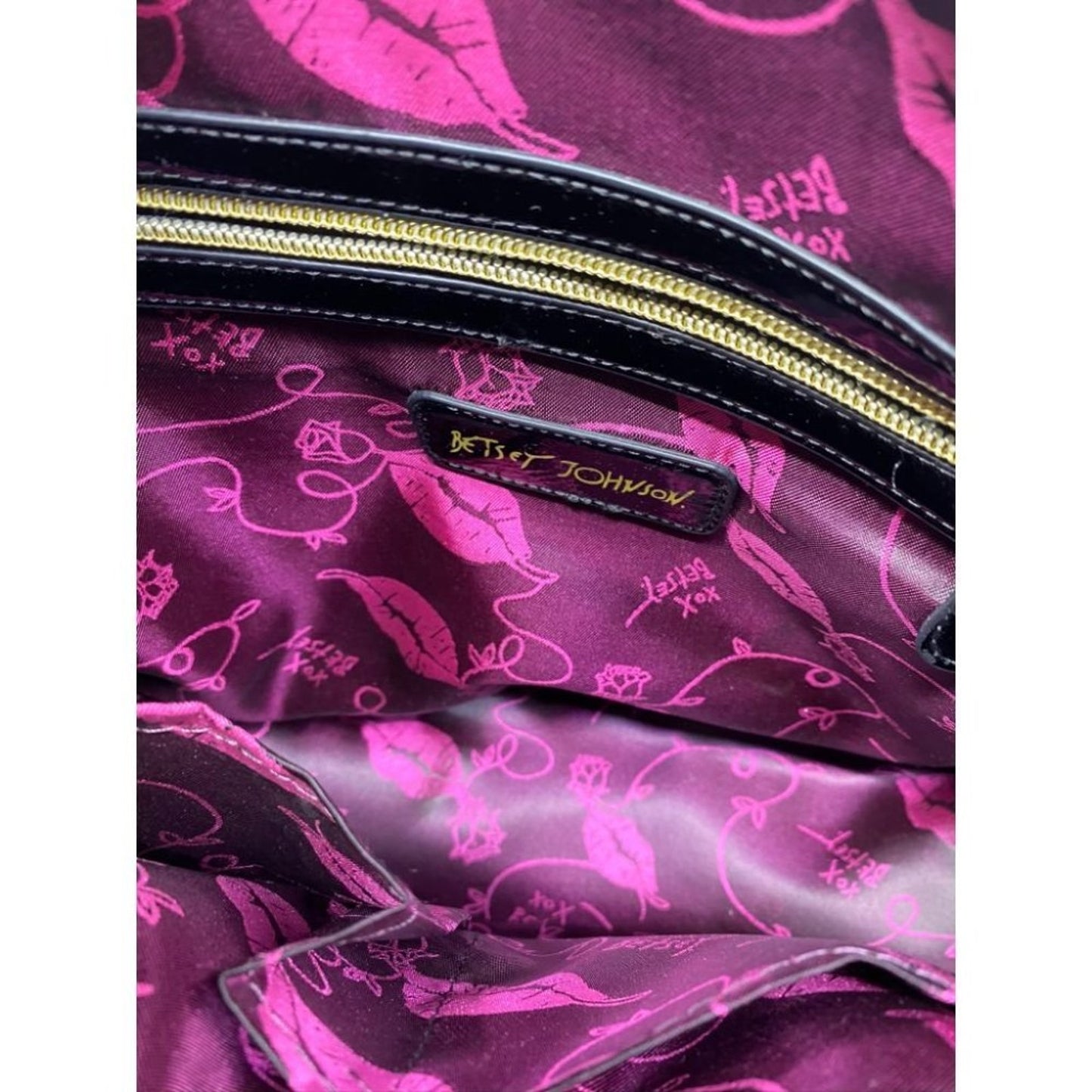 BETSEY JOHNSON Faux Leather Embellished Tote Bag