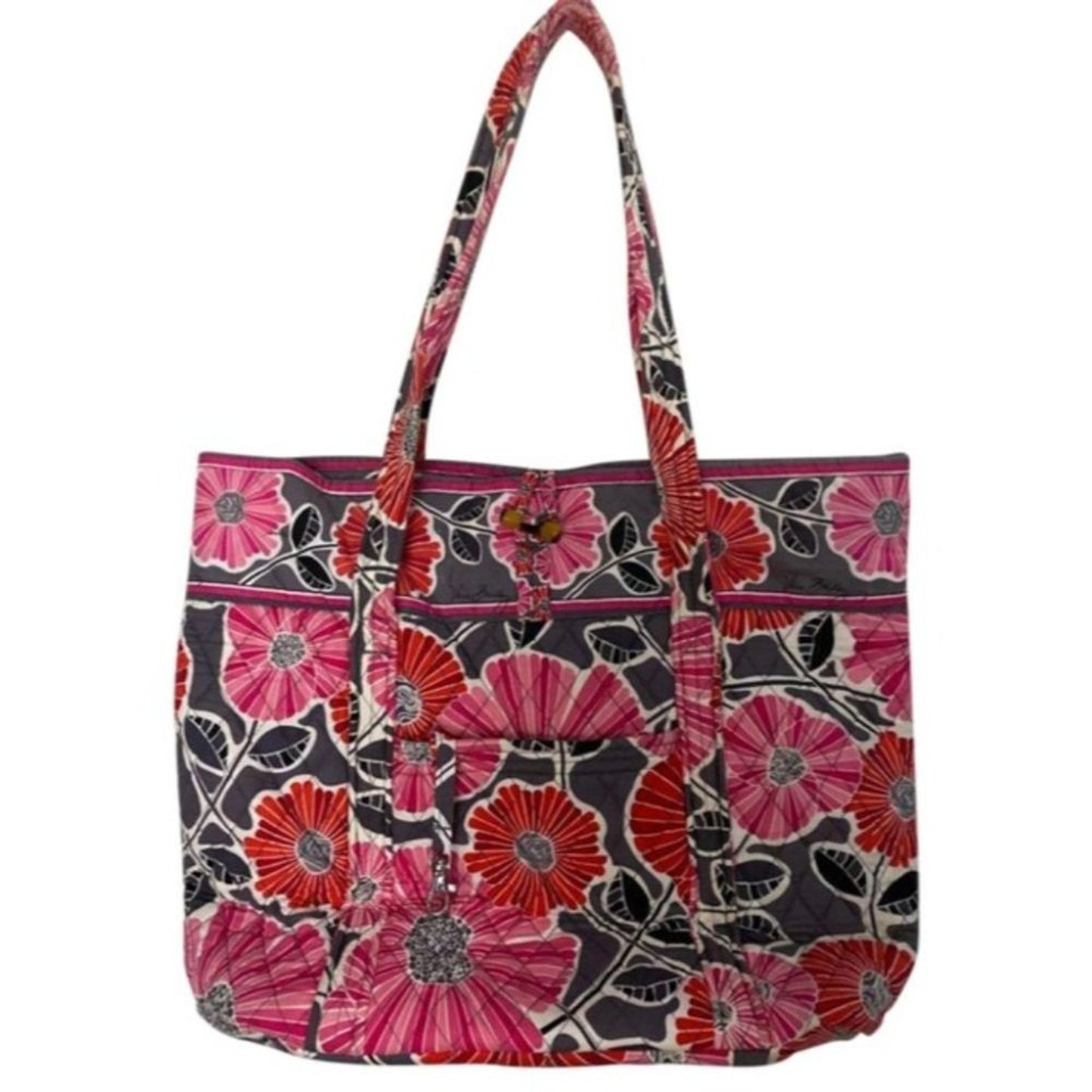 VERA BRADLEY Black Pink Large Quilted Tote Bag