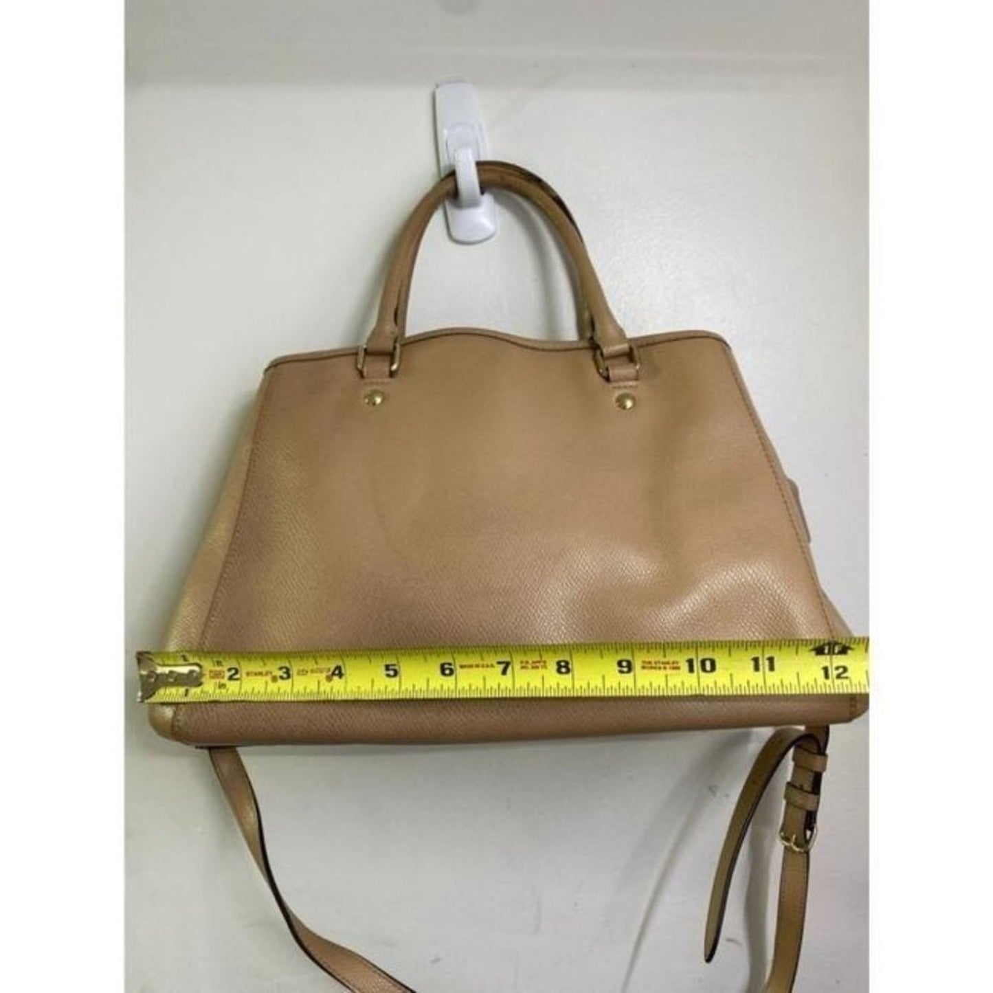 coach medium w adjustable strap tan leather cross