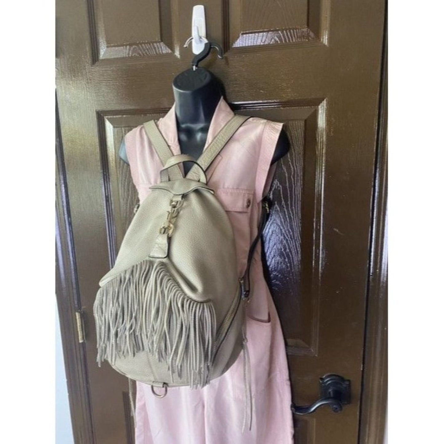 Rebecca Minkoff Stevie Julian Fringe Nubuck Gray Leather Backpack