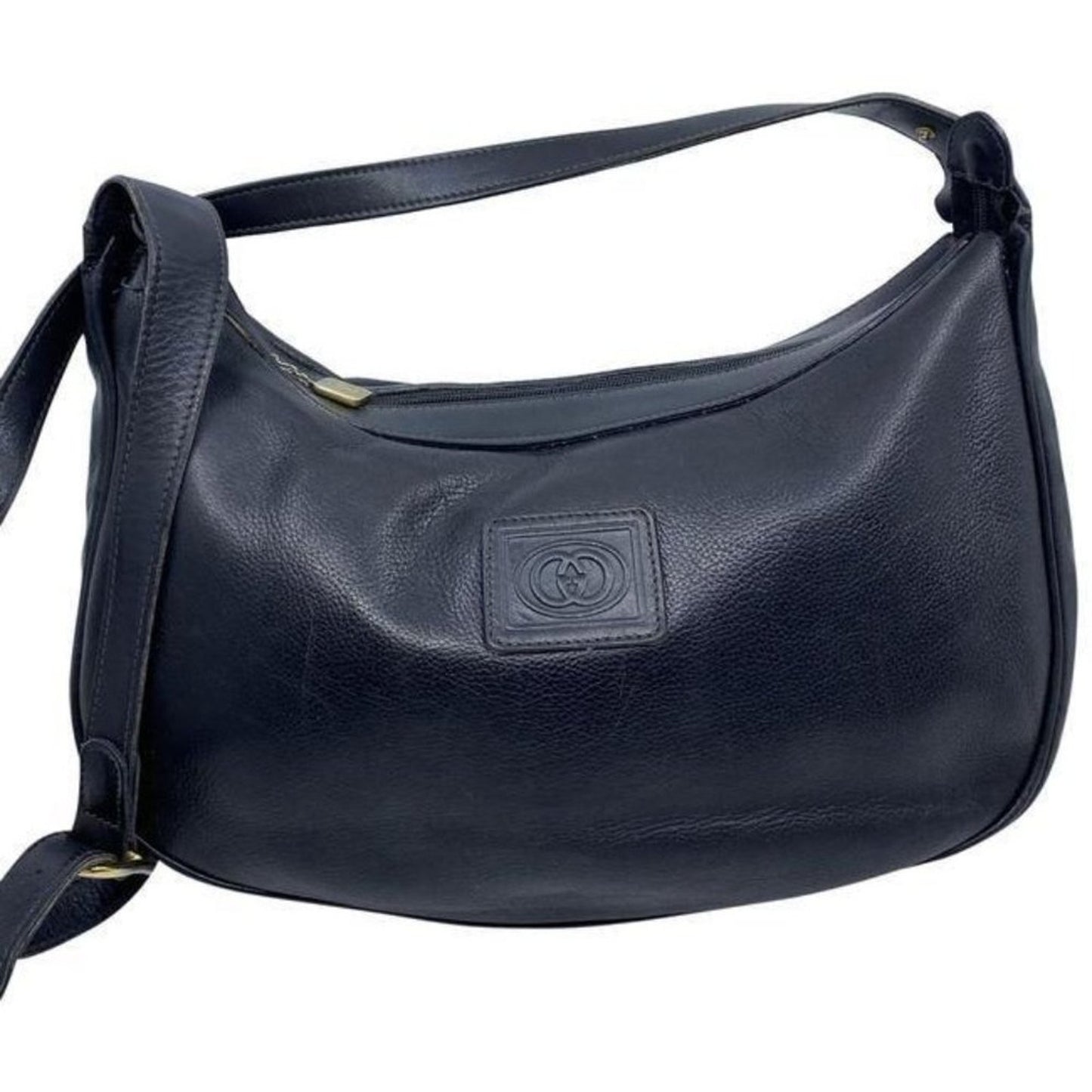 gucci vintage shoulder black leather cross body ba