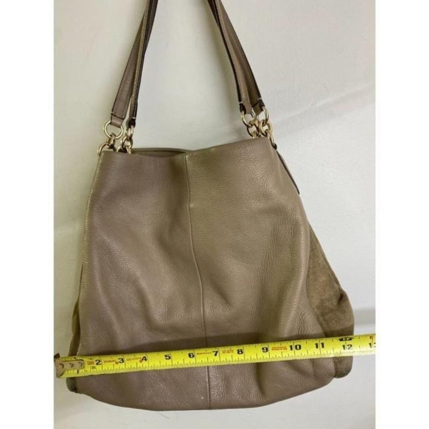 coach large eddie triple compartment tan leather s