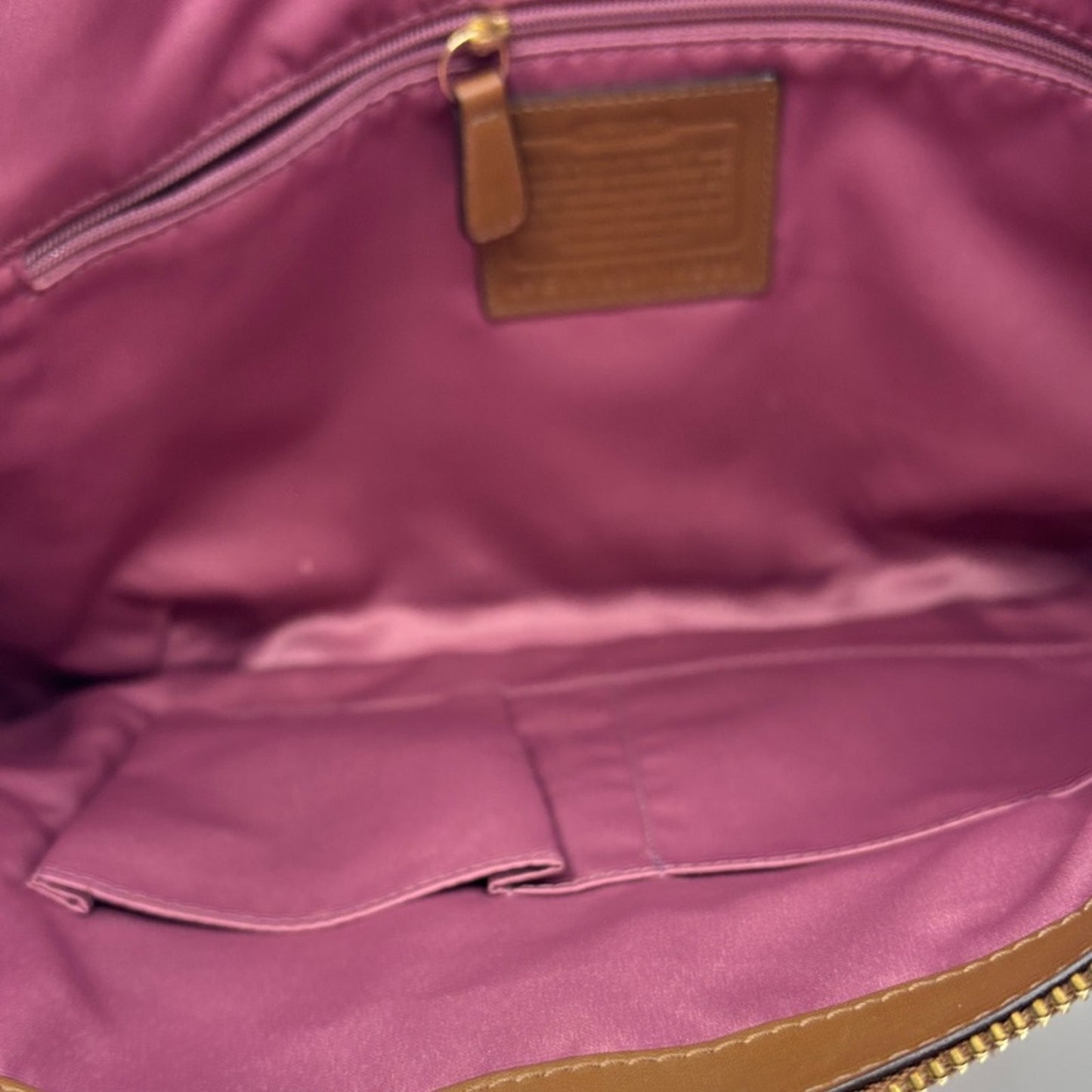 Coach Tan Leather Shoulder Bag with Gold Accents
