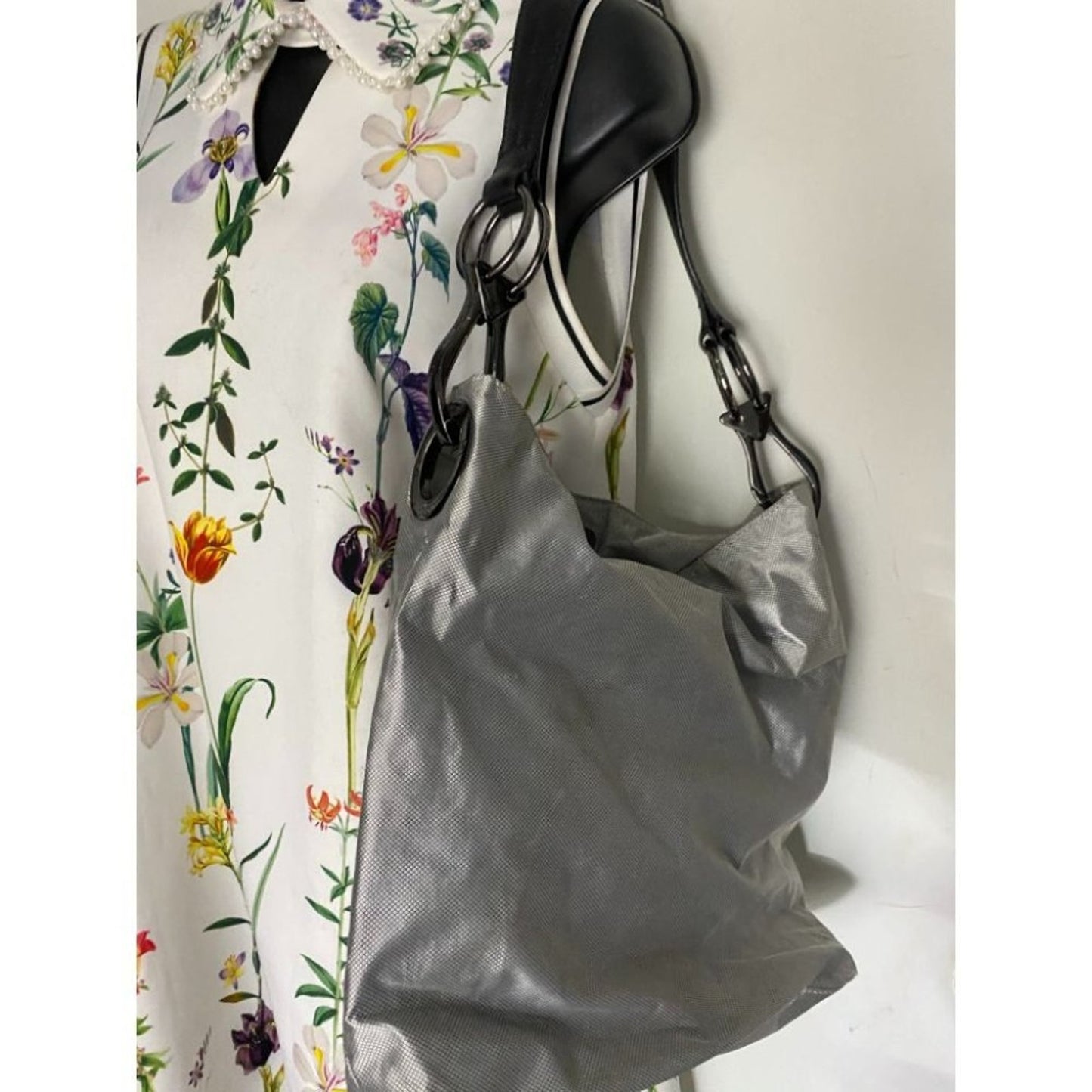 IPK Paris 75 Gray Nylon Hand Bag/Shoulder