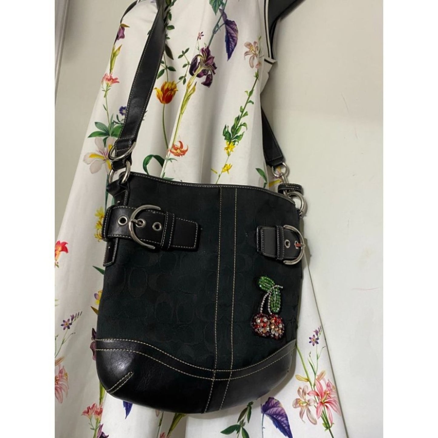 Coach Black Jacquard Fabric Signature Crossbody