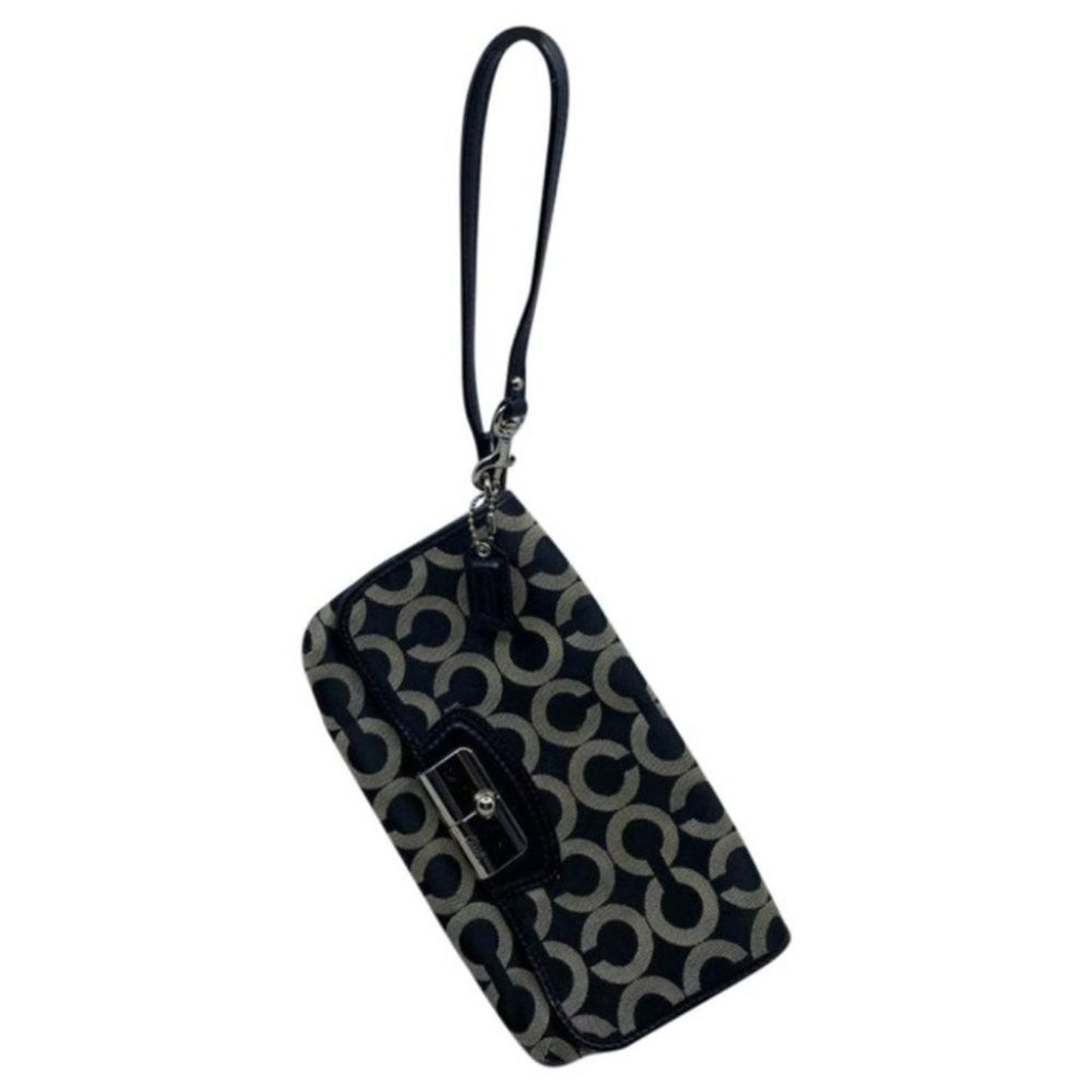 Coach Women's Black Cream Zipper Wristlet Bag